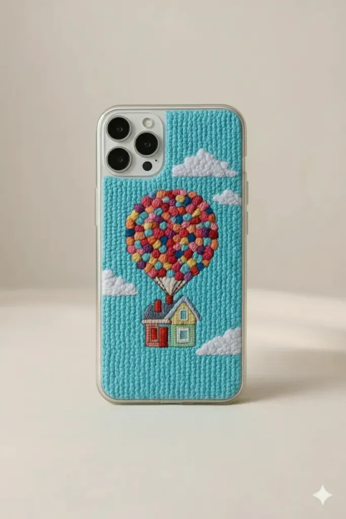 iPhone 14 Pro Uyumlu El Yapımı UP Punch Nakışlı Telefon Kılıfı