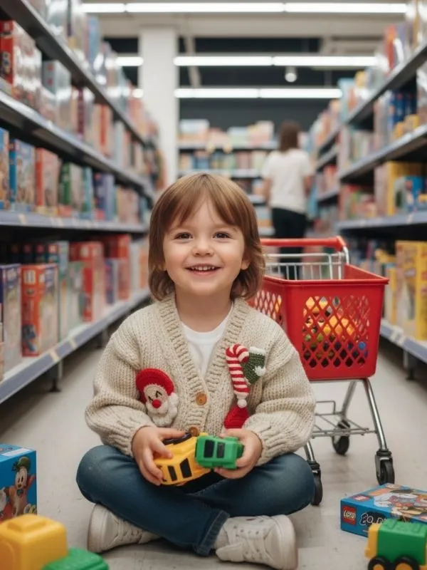 El Örgüsü Noel Temalı Hırka - Yün Akrilik Karışımı Bebek ve Çocuk Hırkası