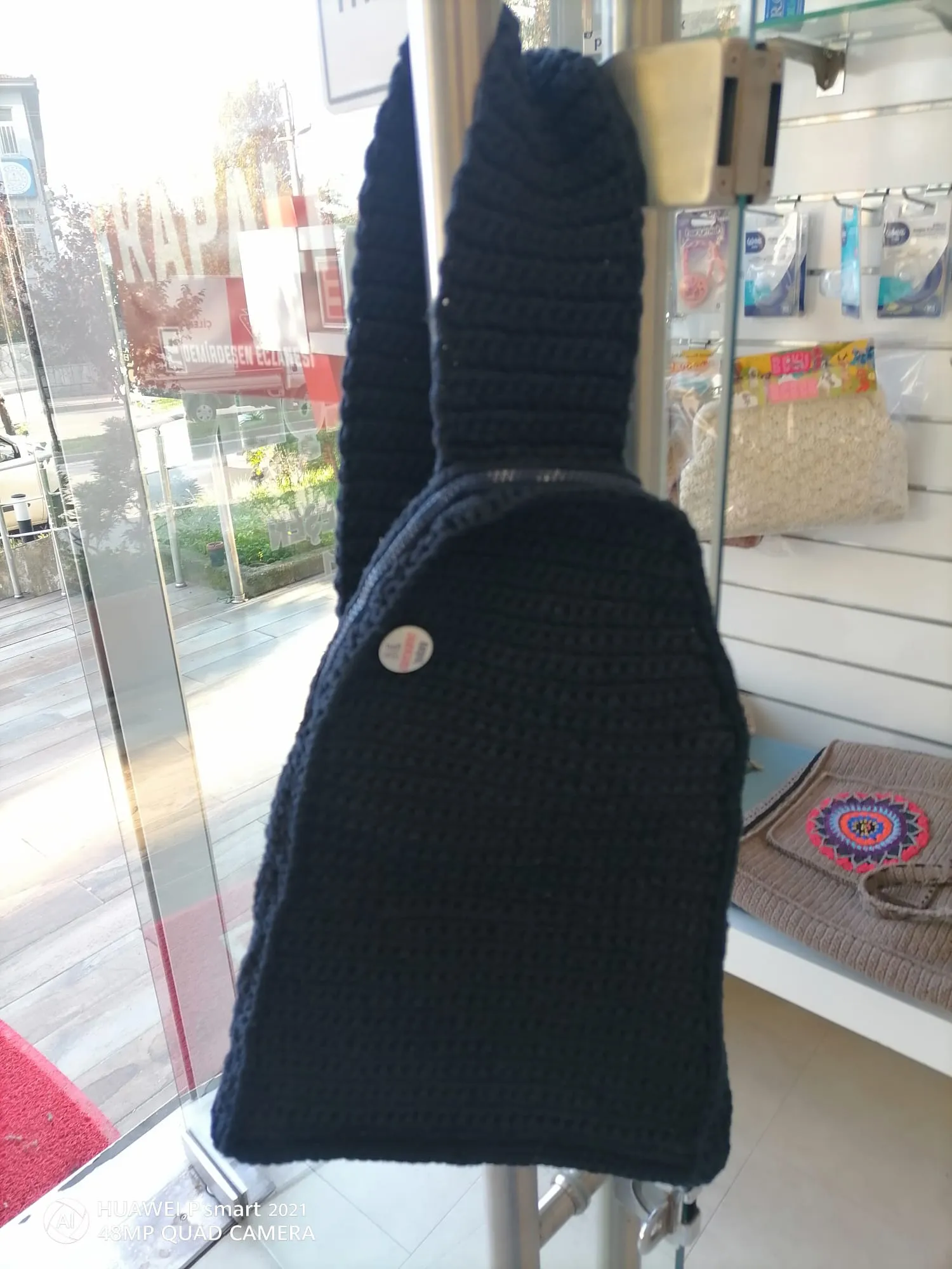 Navy Knit Backpack - Front Strapped, Suitable for Daily Use