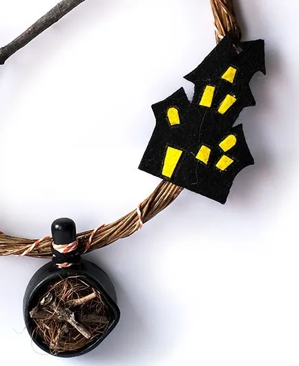 Keçe Hayalet, Cadı Şapkalı Cadılar Bayramı Kapı Çelengi - El Yapımı