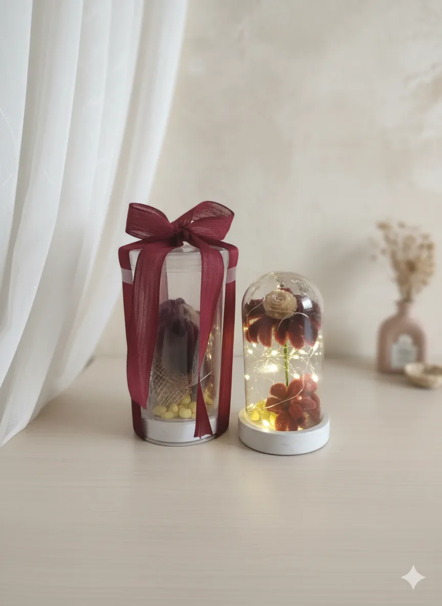 🌸 Öğretmenler Günü Özel Işıklı Fanus Hediye Seti
