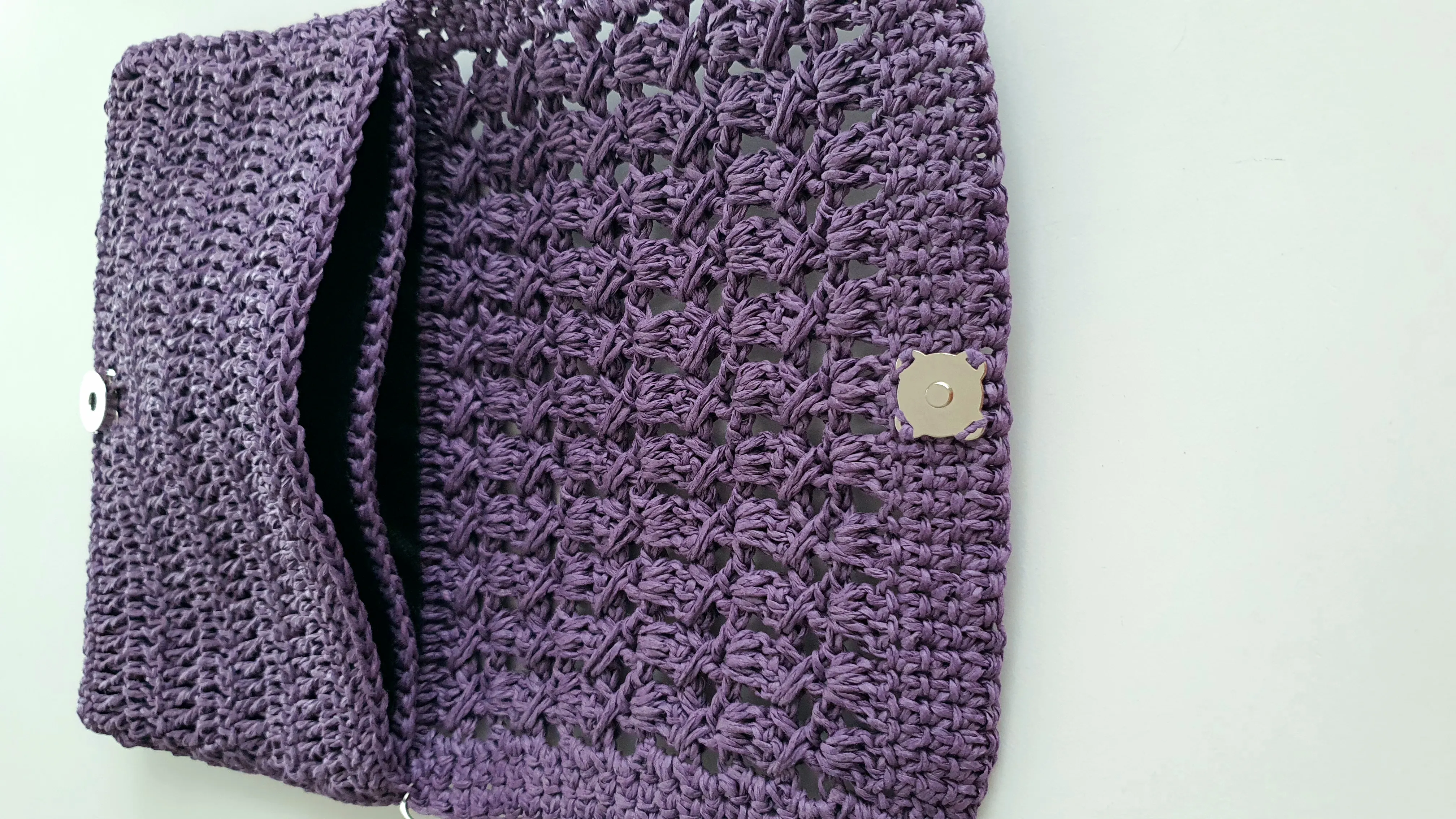 Lila Kağıt İpten Örme Portföy El Çantası - Özel Tasarım