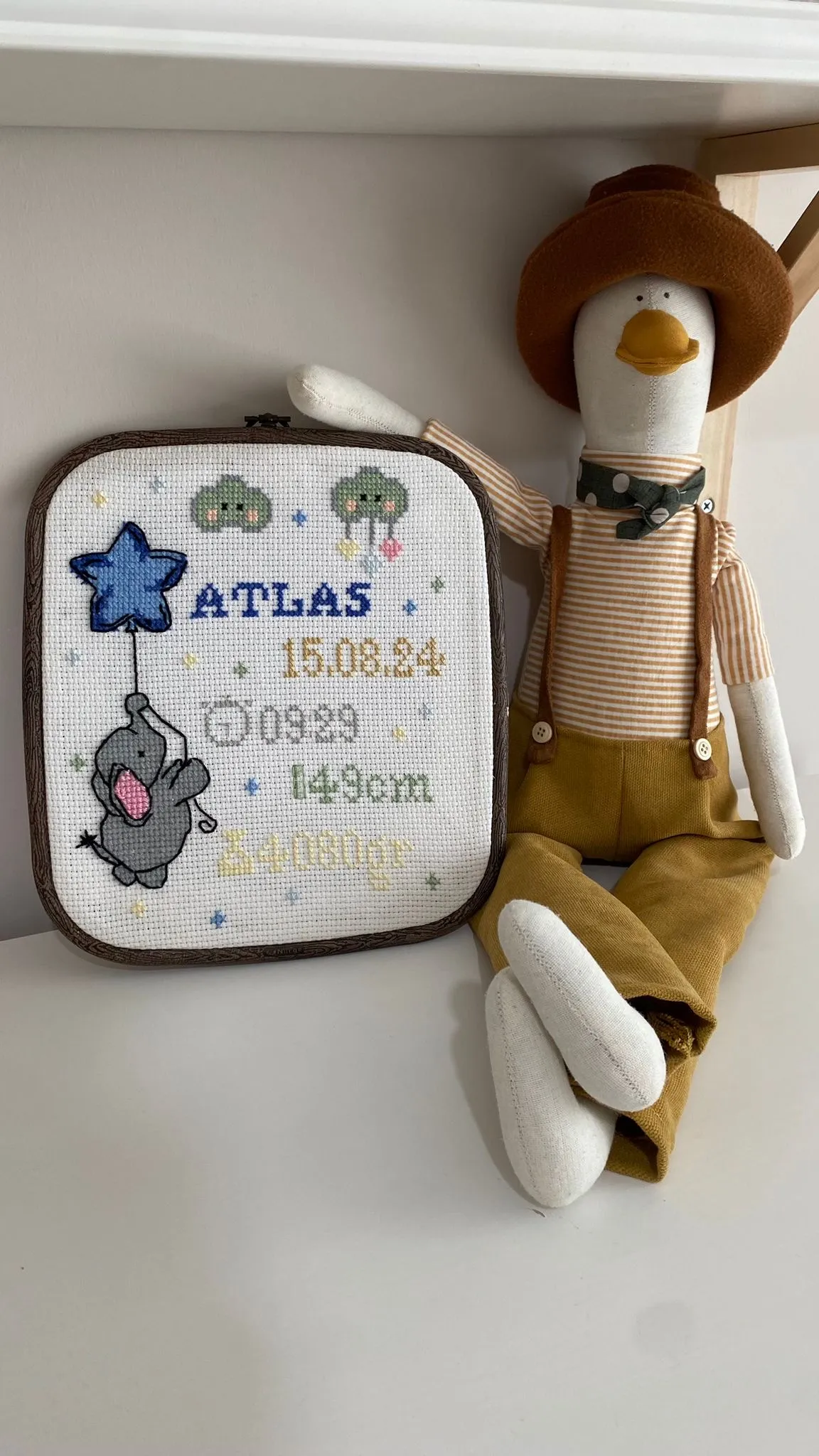 Kişiye Özel Etamin Bebek Tablosu - İsimli, Doğum Detaylı - El Emeği