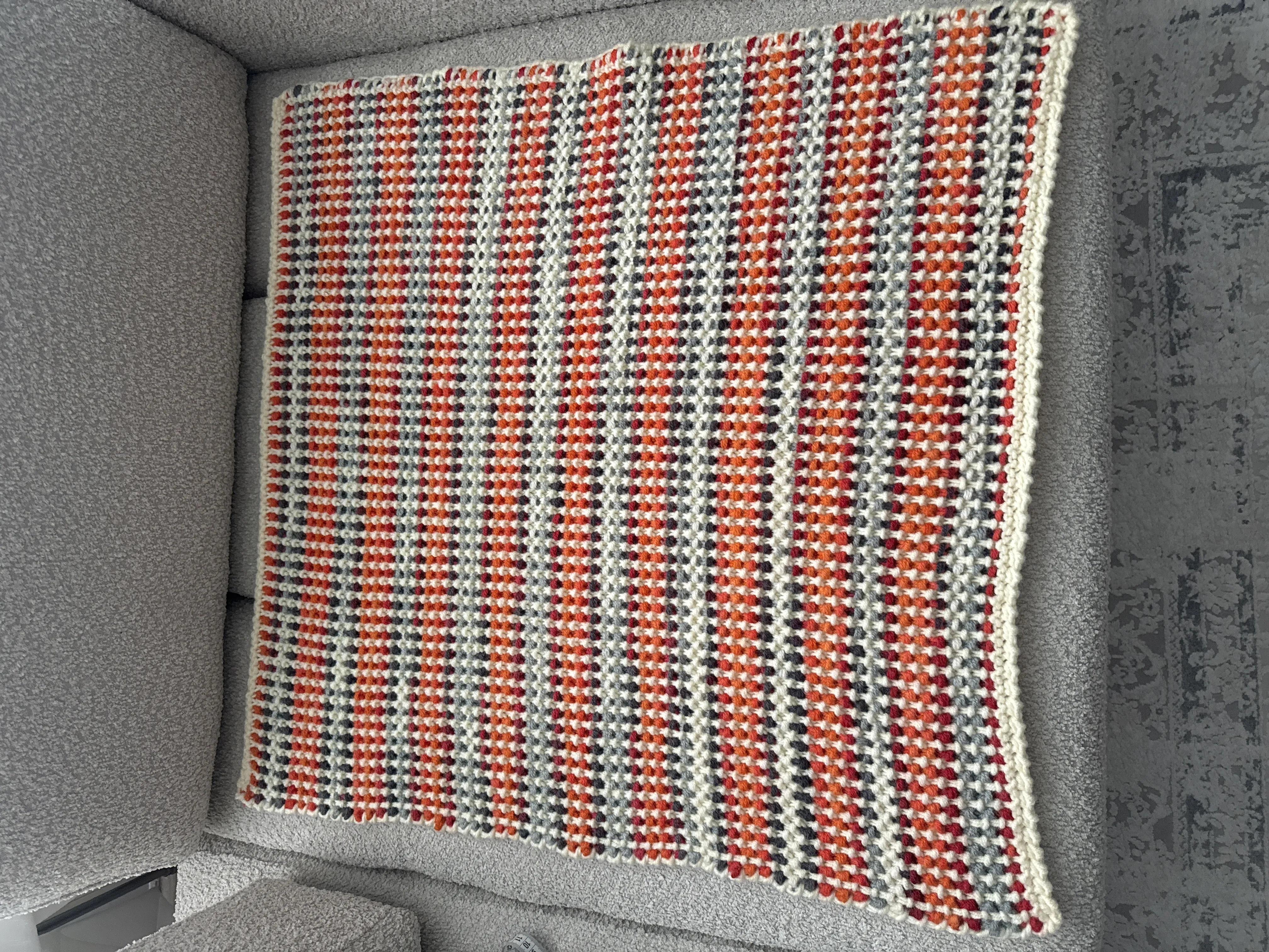 Renkli Örgü Bebek Battaniyesi - %25 Yün İçerikli Ebruli Desenli