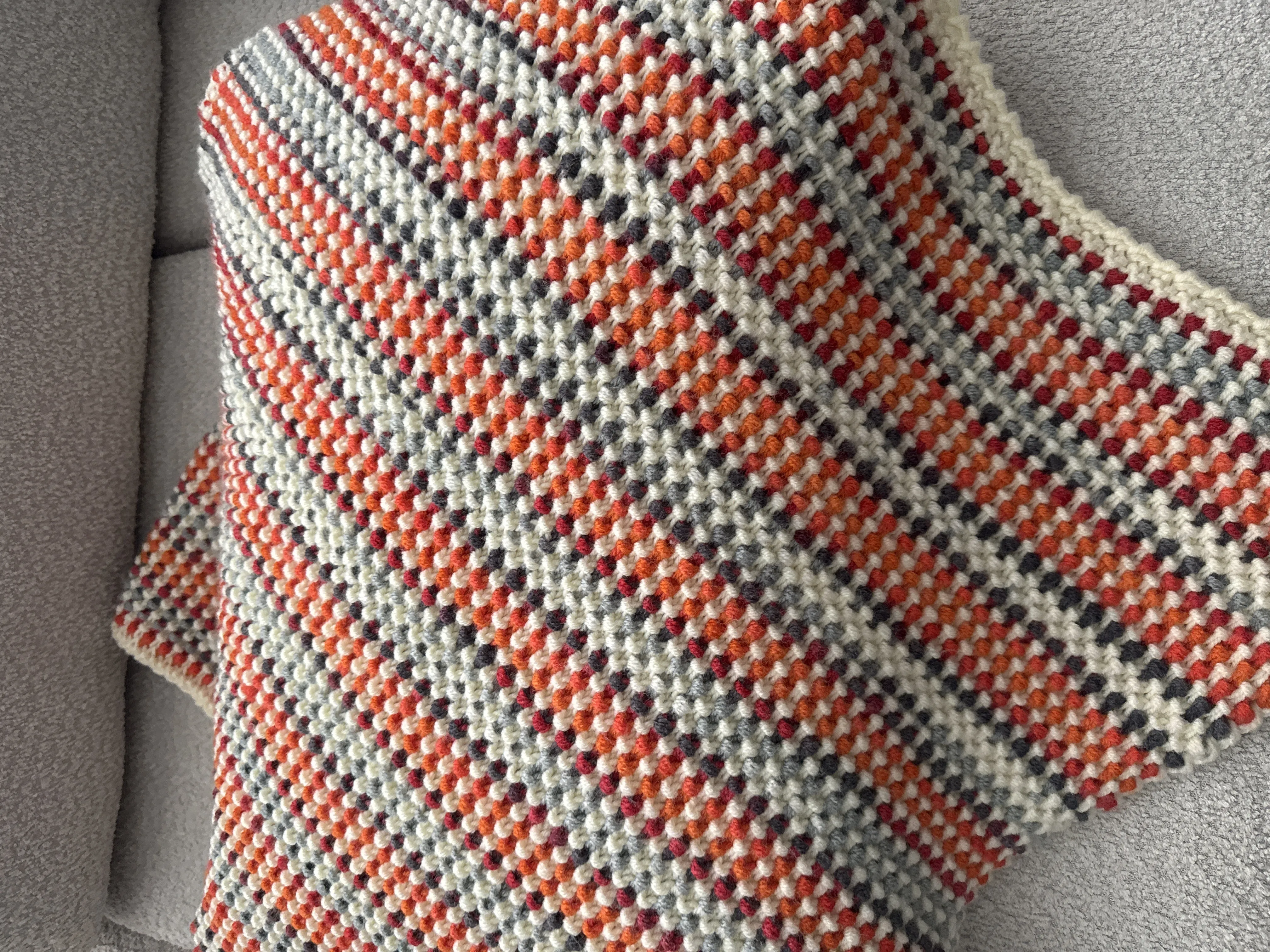 Renkli Örgü Bebek Battaniyesi - %25 Yün İçerikli Ebruli Desenli