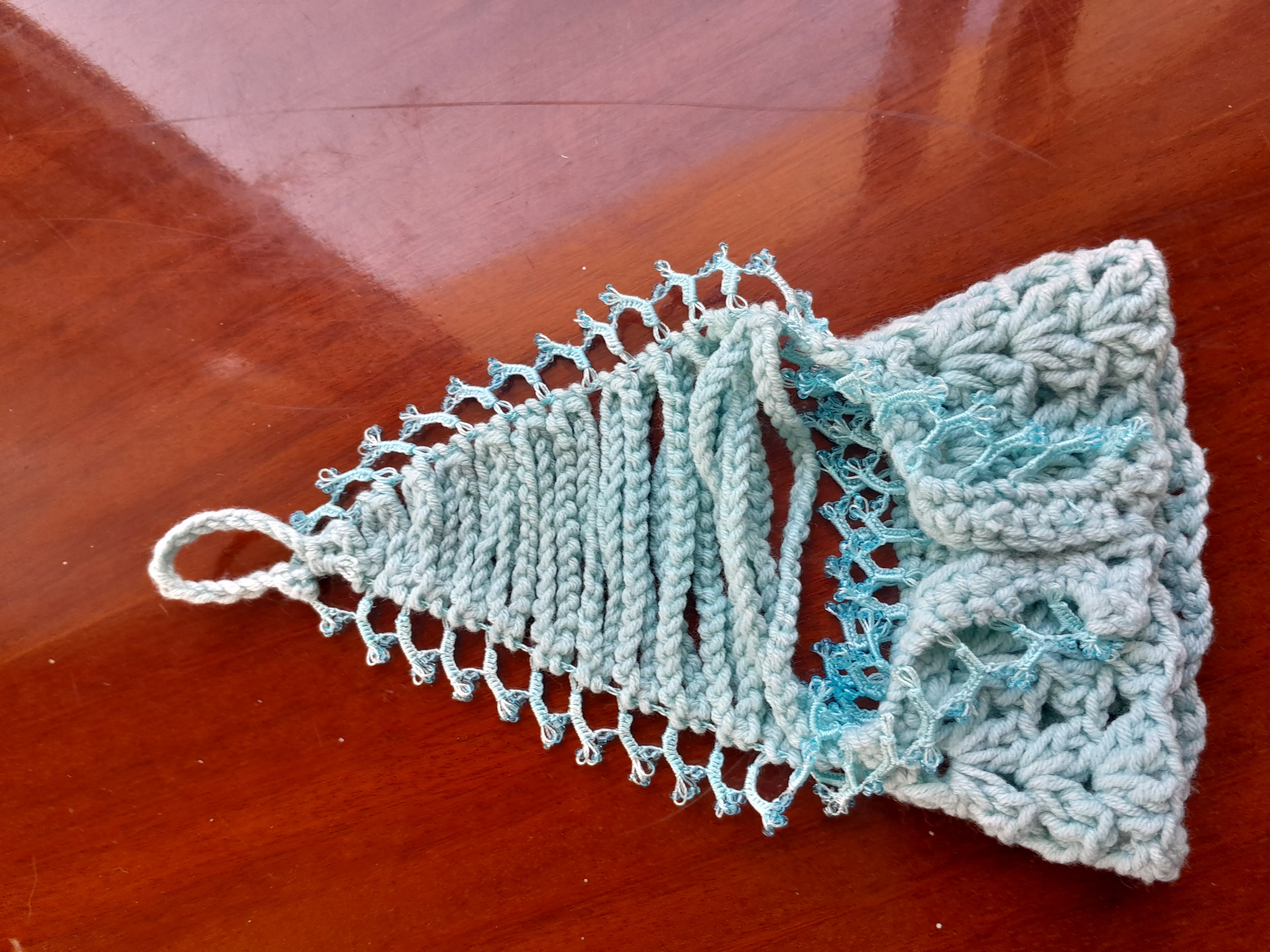 Turkuaz Tığ İşi Parmaksız Eldiven - El Emeği Şık Tasarım