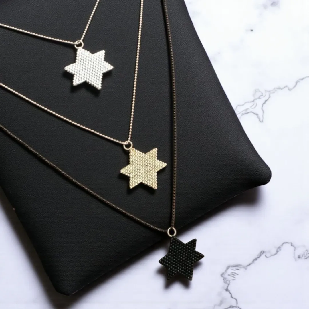 Miyuki Boncuklu Yıldız Kolye - Üç Katmanlı, El Yapımı Tasarım
