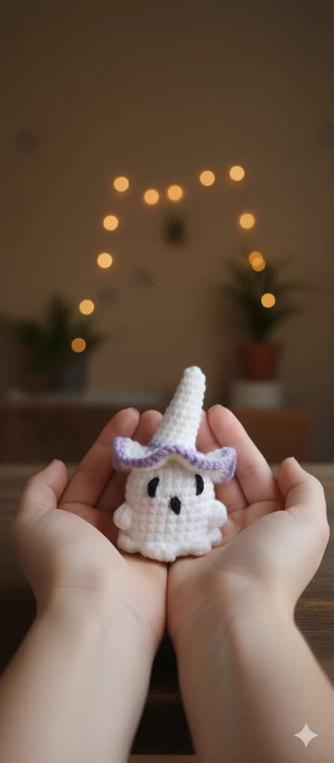 Beyaz Cadı Şapkalı En Tatlı Hayalet! | Amigurumi Anahtarlık