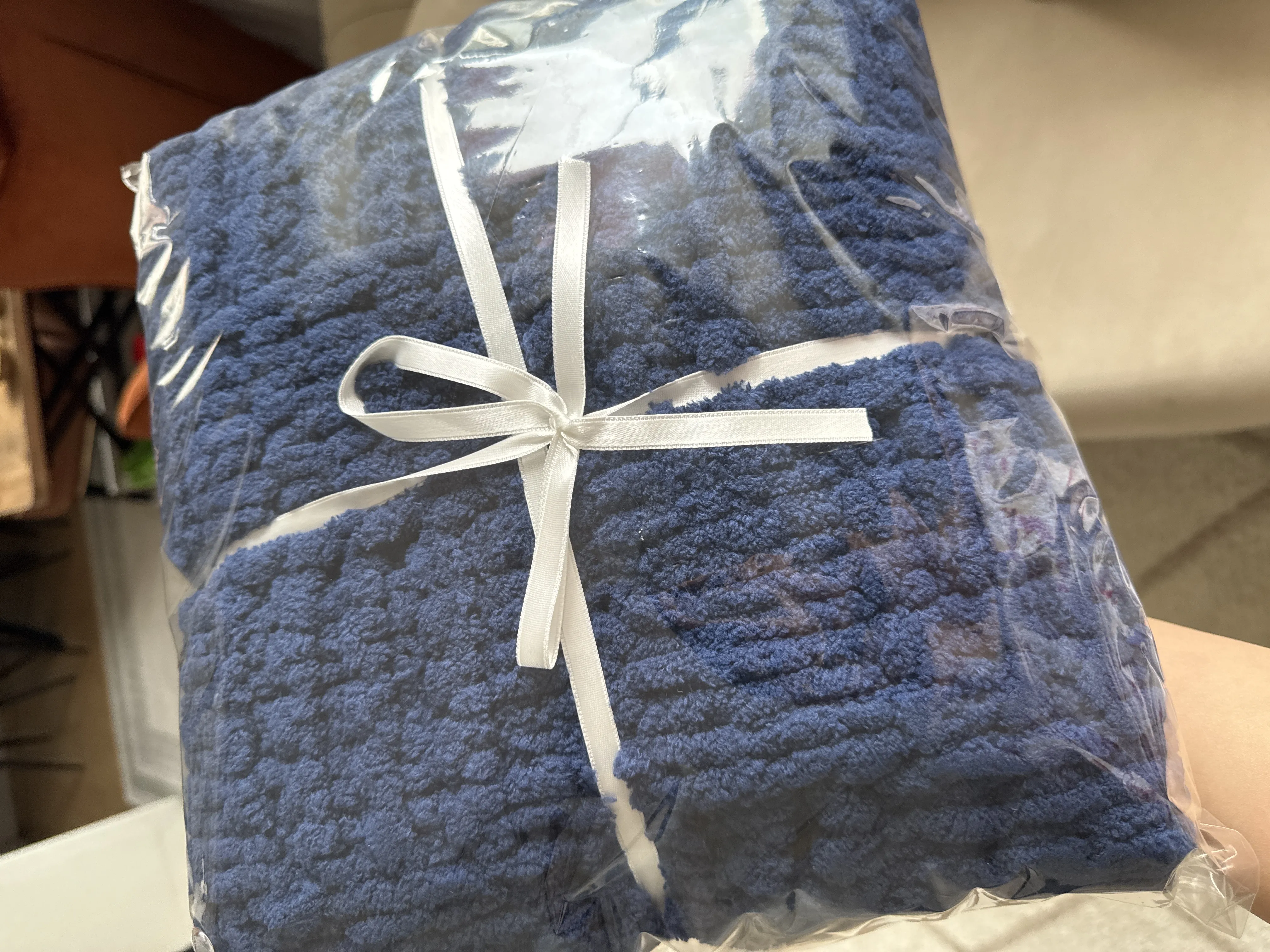 Lacivert Bebek Battaniyesi - Alize Puffy İpinden El Emeği Örgü