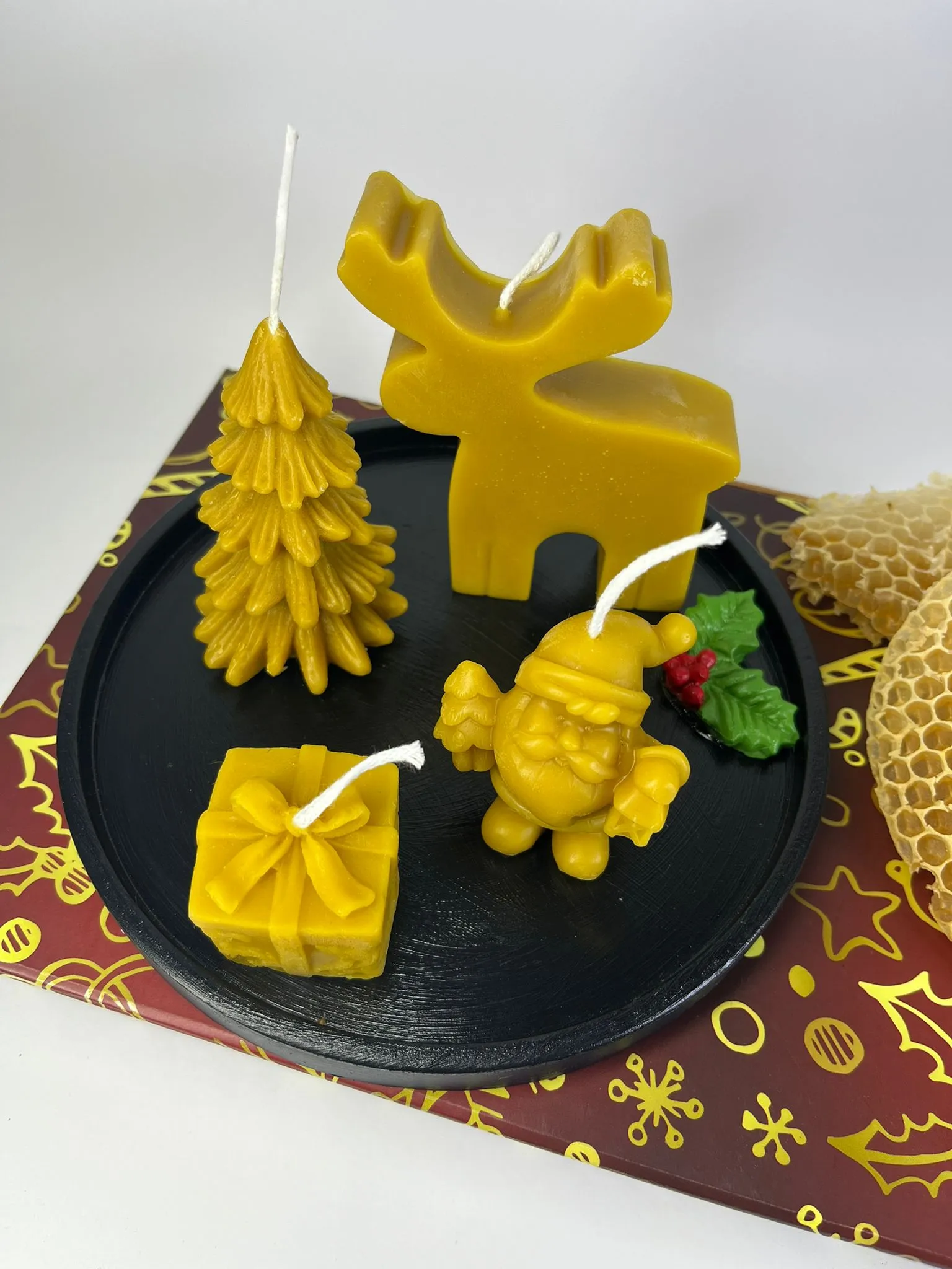 Doğal Balmumu Mum Yılbaşı Konseptli Hediye Kutusu -  Apicraft (