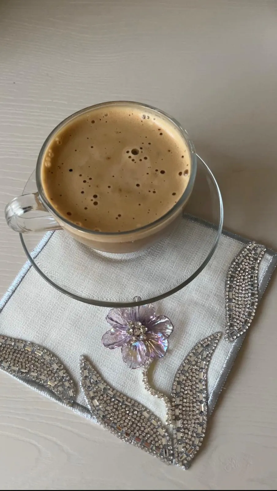 Lila Çiçekli Taş Yapraklı Kahve Sunum Peçetesi (6’lı Set)