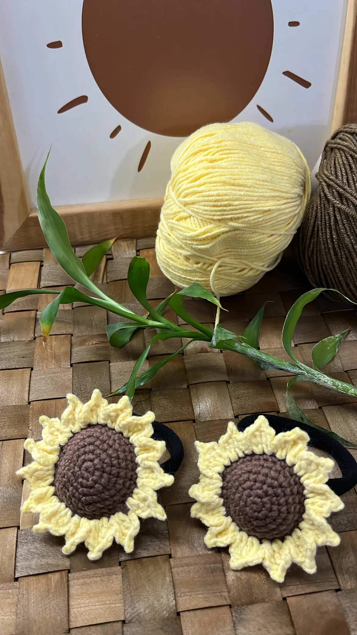 Sarı Ayçiçeği Tığ İşi Lastik Toka Seti - El Emeği Saç Aksesuarı