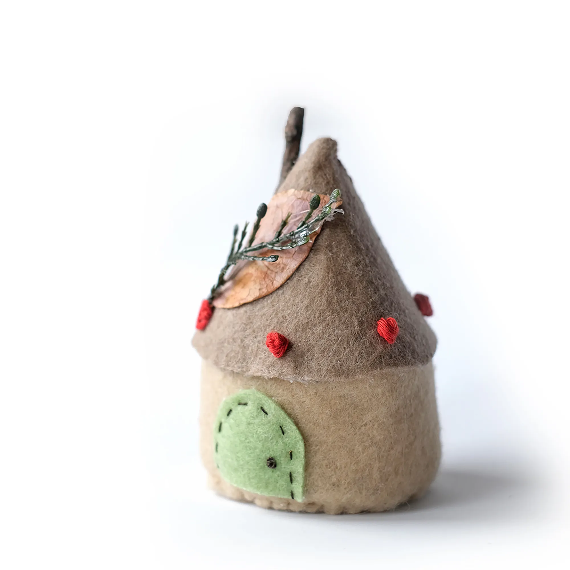 Keçe Kulübe Ev Fotoğraf Tutucu - Sonbahar Masa Dekorasyonu