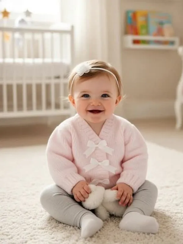  El Örgüsü  Özel Tasarım Pofidik Unisex Hırka  12 ay - 18 ay 