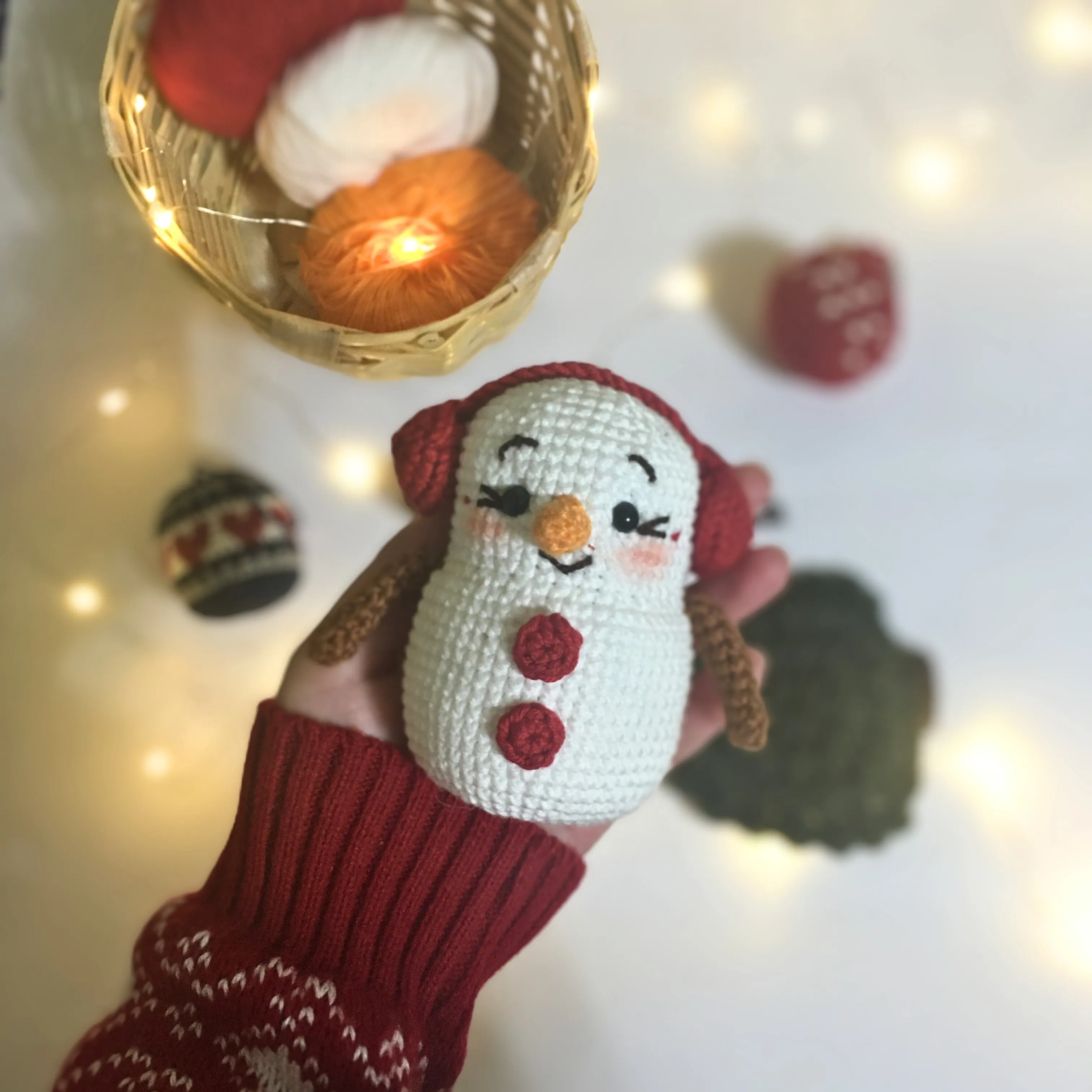 Örgü Kardan Adam Amigurumi Anahtarlık - Yılbaşı Hediyesi