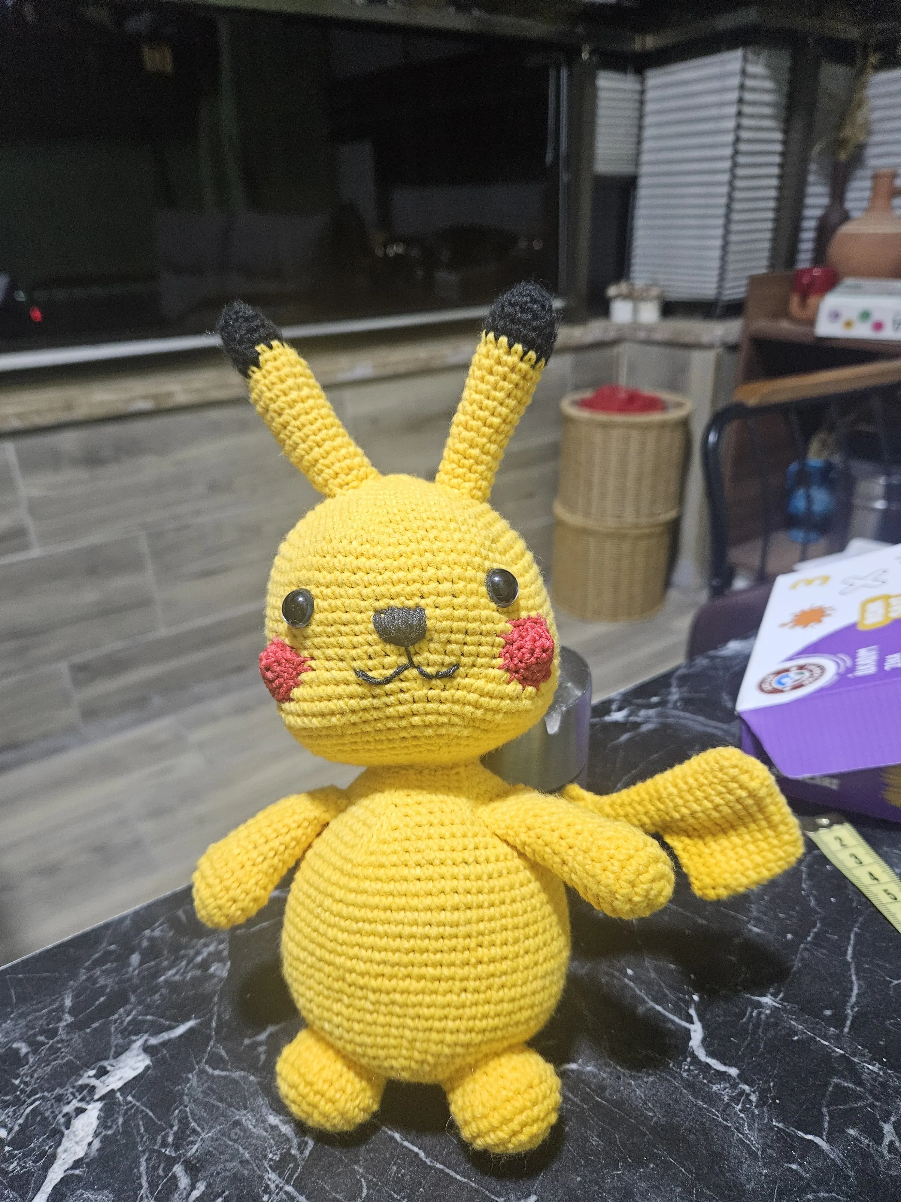 Sarı Amigurumi Pikachu Oyuncak Bebek - 30 cm - El Emeği