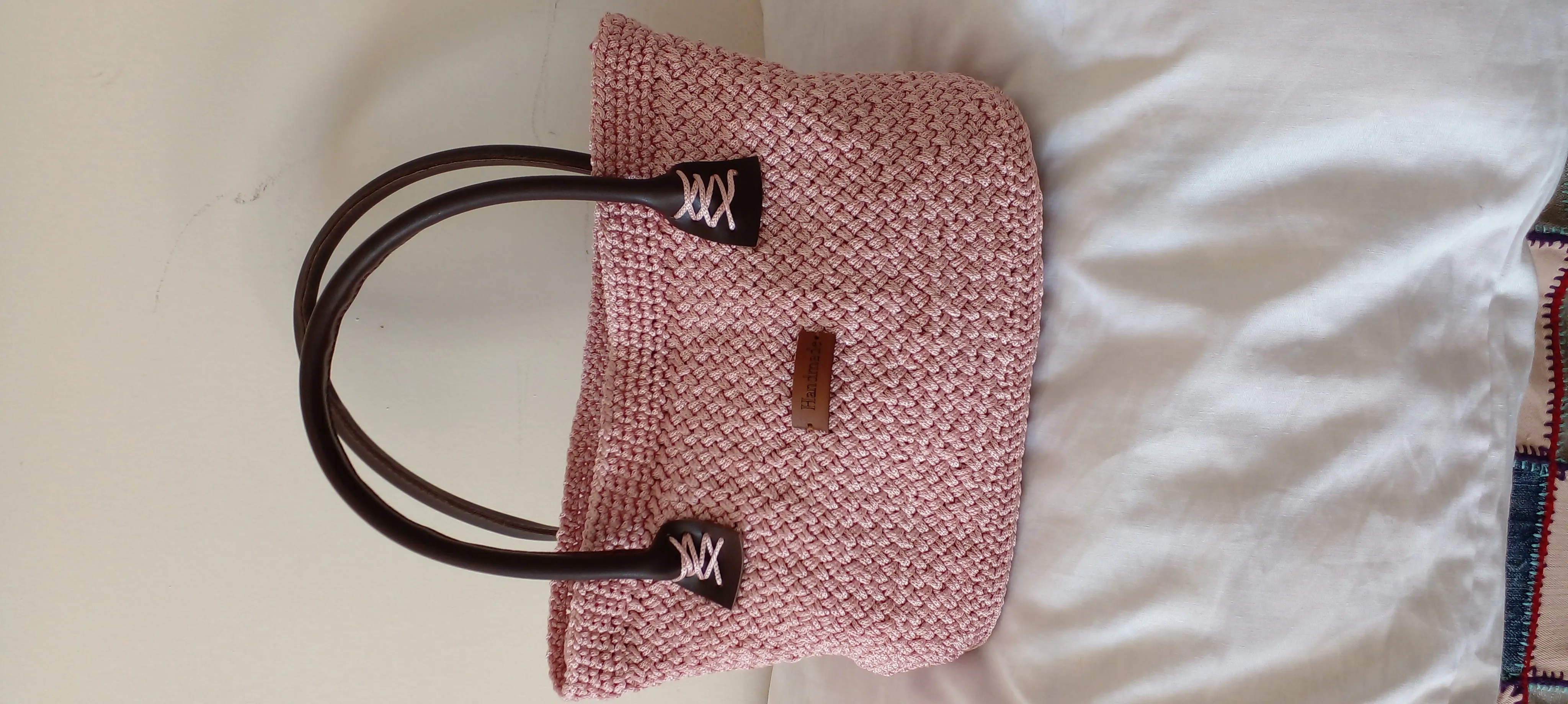 Pembe Hasırmodel Dikdörtgen El ve Kol Çantası - Astarlı, Fermuarlı