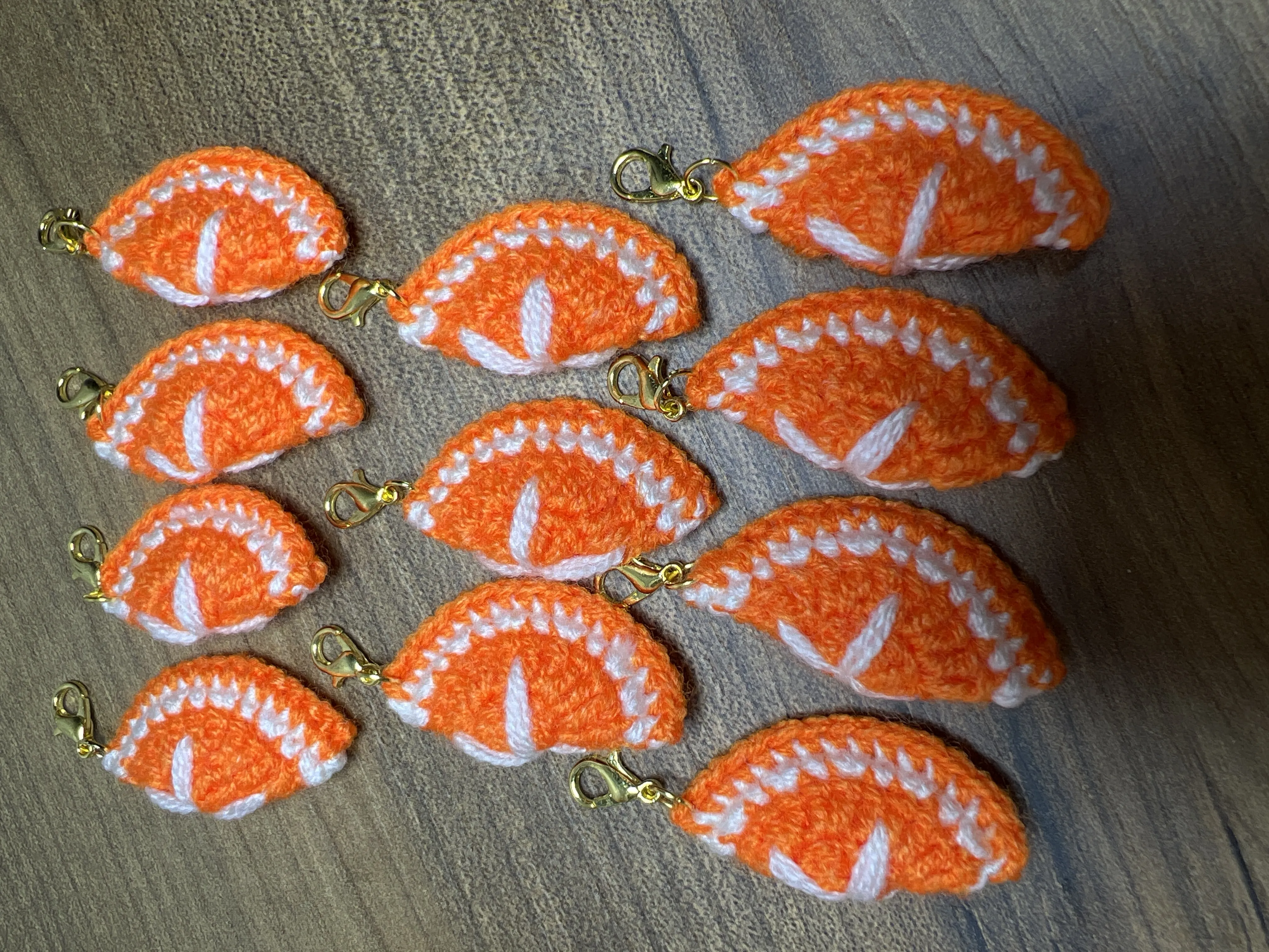 11 Turuncu Örgü Portakal Charm - Anahtarlık ve Çanta Aksesuarı