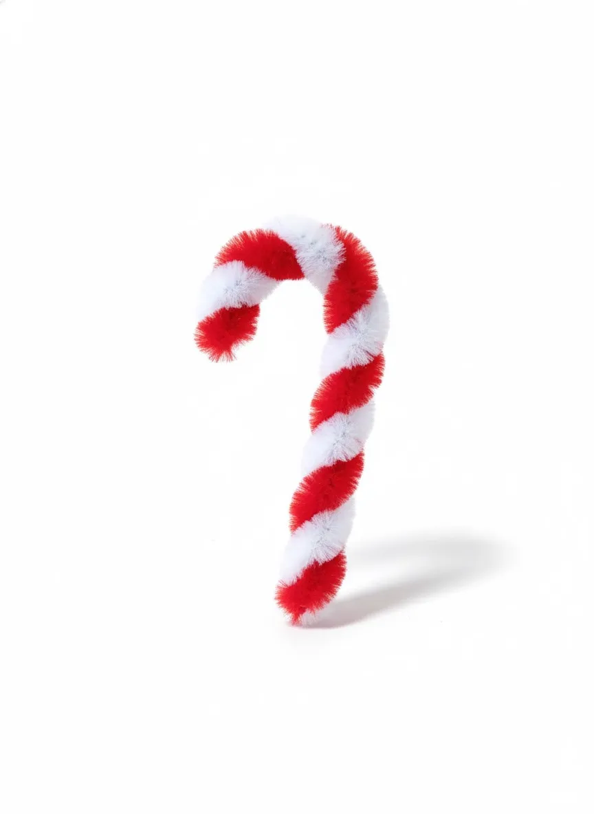 Chenille Christmas Tree Ornaments - Lollipop, Candy Cane and Wreath 12 Pieces