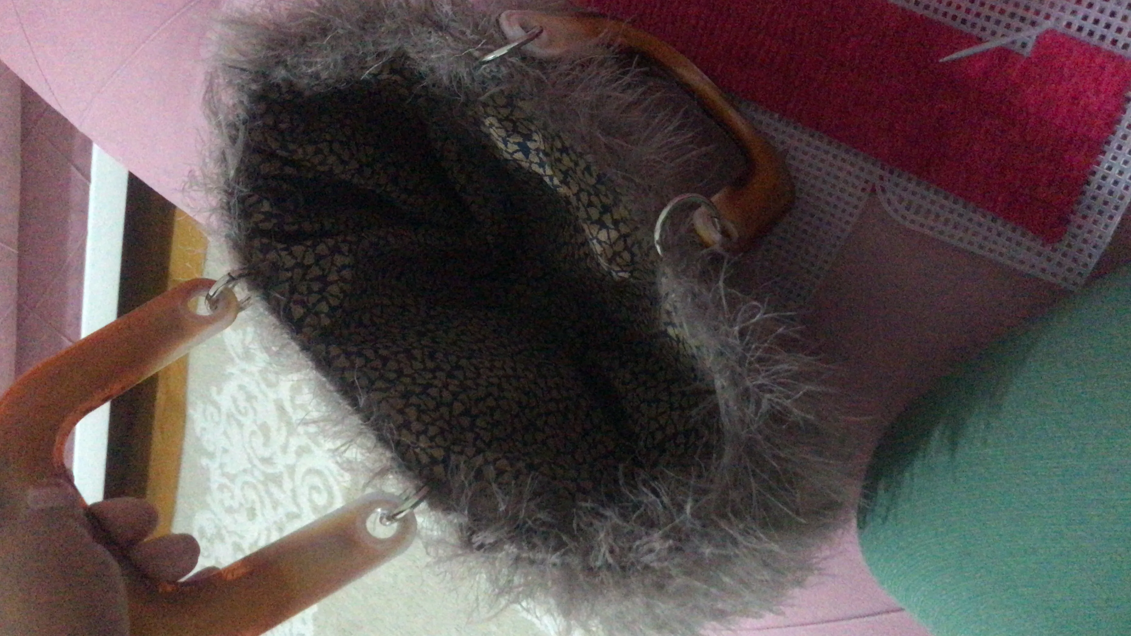 Faux Fur Yarn Large Canvas Bag
