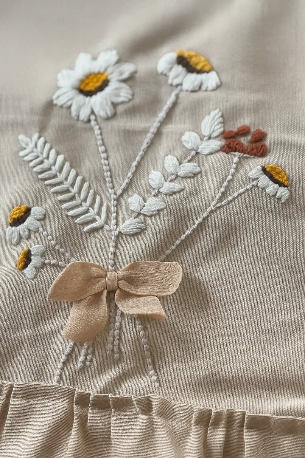 Bohem El İşlemesi Çiçek Desenli Masa Örtüsü/Runner