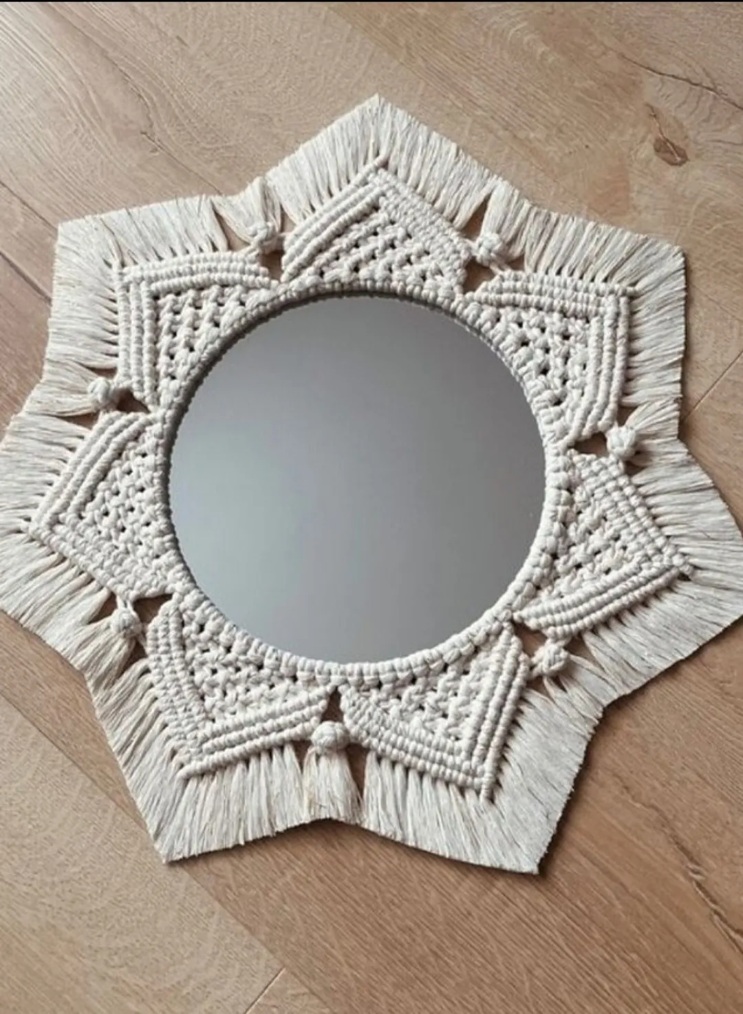 Decorative Macrame Wall Mirror - Bohemian Style Handmade Mirror