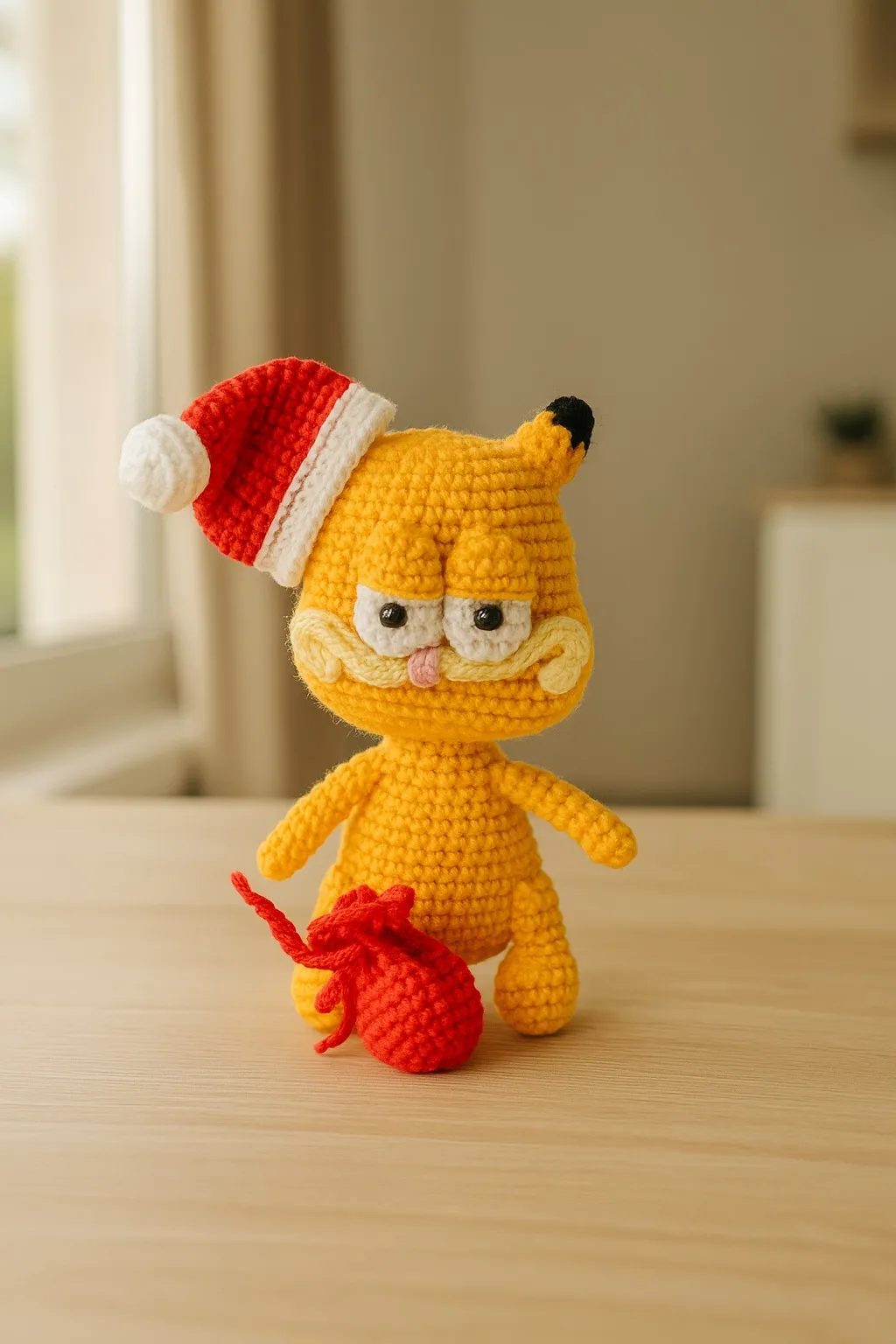 Garfield Amigurumi Figure - Christmas Hat and Sack Special Design
