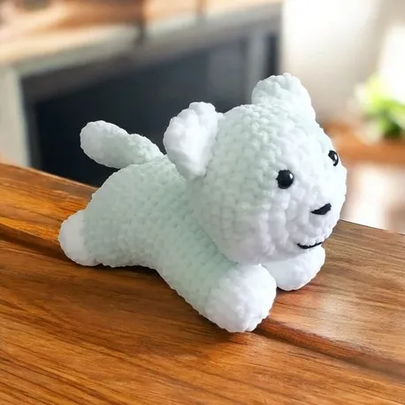 Teal Plush Amigurumi Cat Toy - Handmade Baby Gift