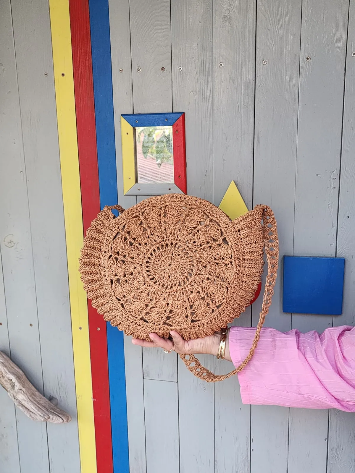 işi kağıt ipten yapılmış çok şık bohem tarzda çanta - El