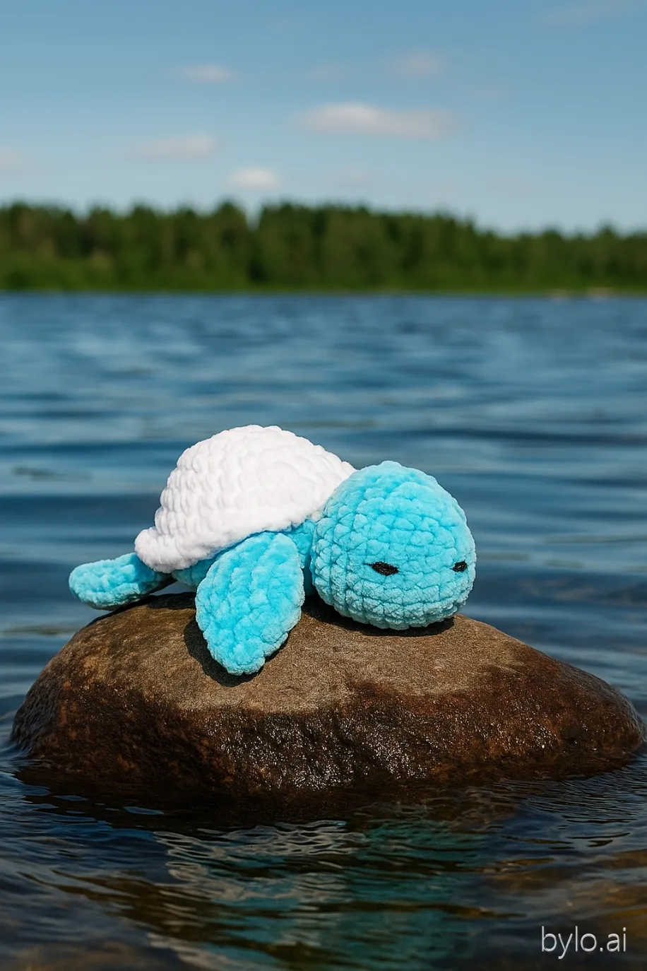 Mavi beyaz el yapımı kaplumbağa