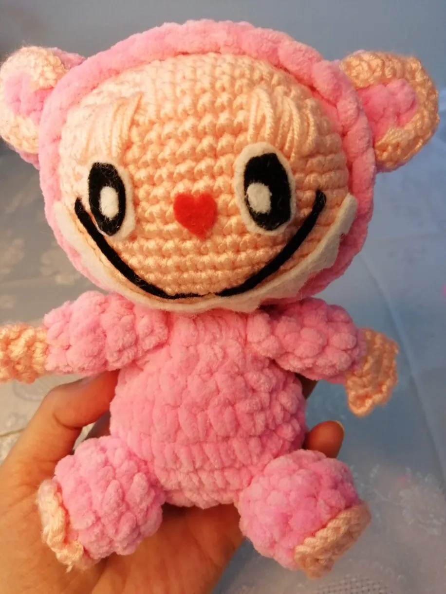 Labubu Pembe Amigurumi Oyuncak ve Anahtarlık - 15 cm - El Yapımı
