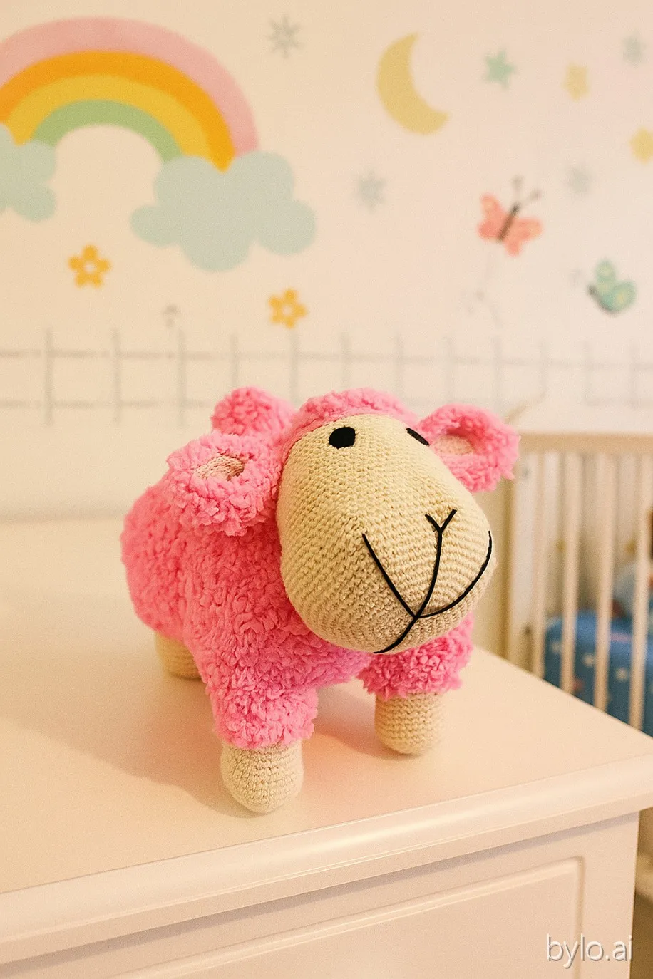 Amigurumi Pembe Kuzu Oyuncak Bebek – 35 cm El Yapımı Hediye