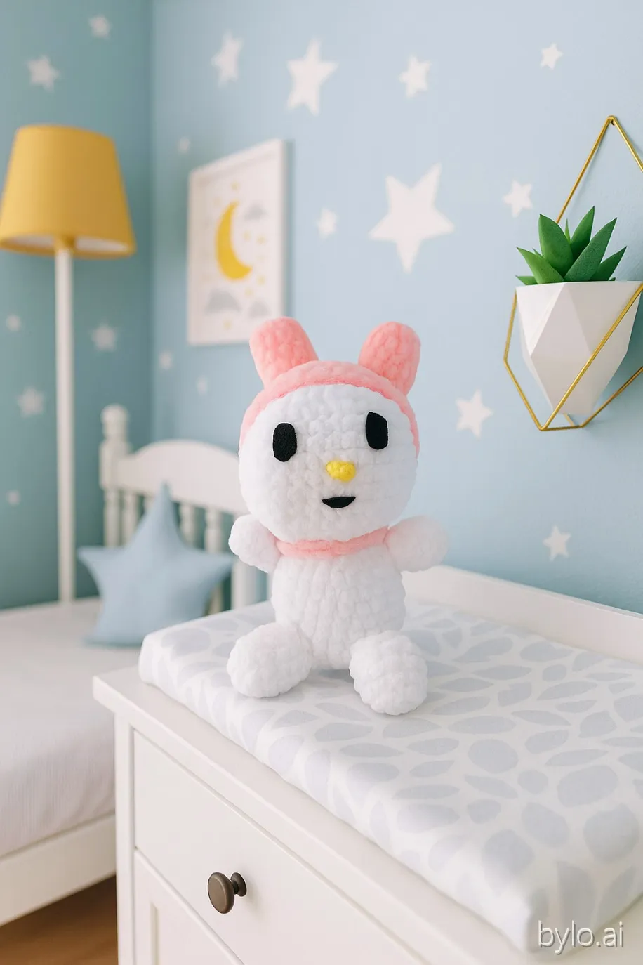 El Yapımı My Melody Benzeri Amigurumi Oyuncak – 20 cm Beyaz & Pembe