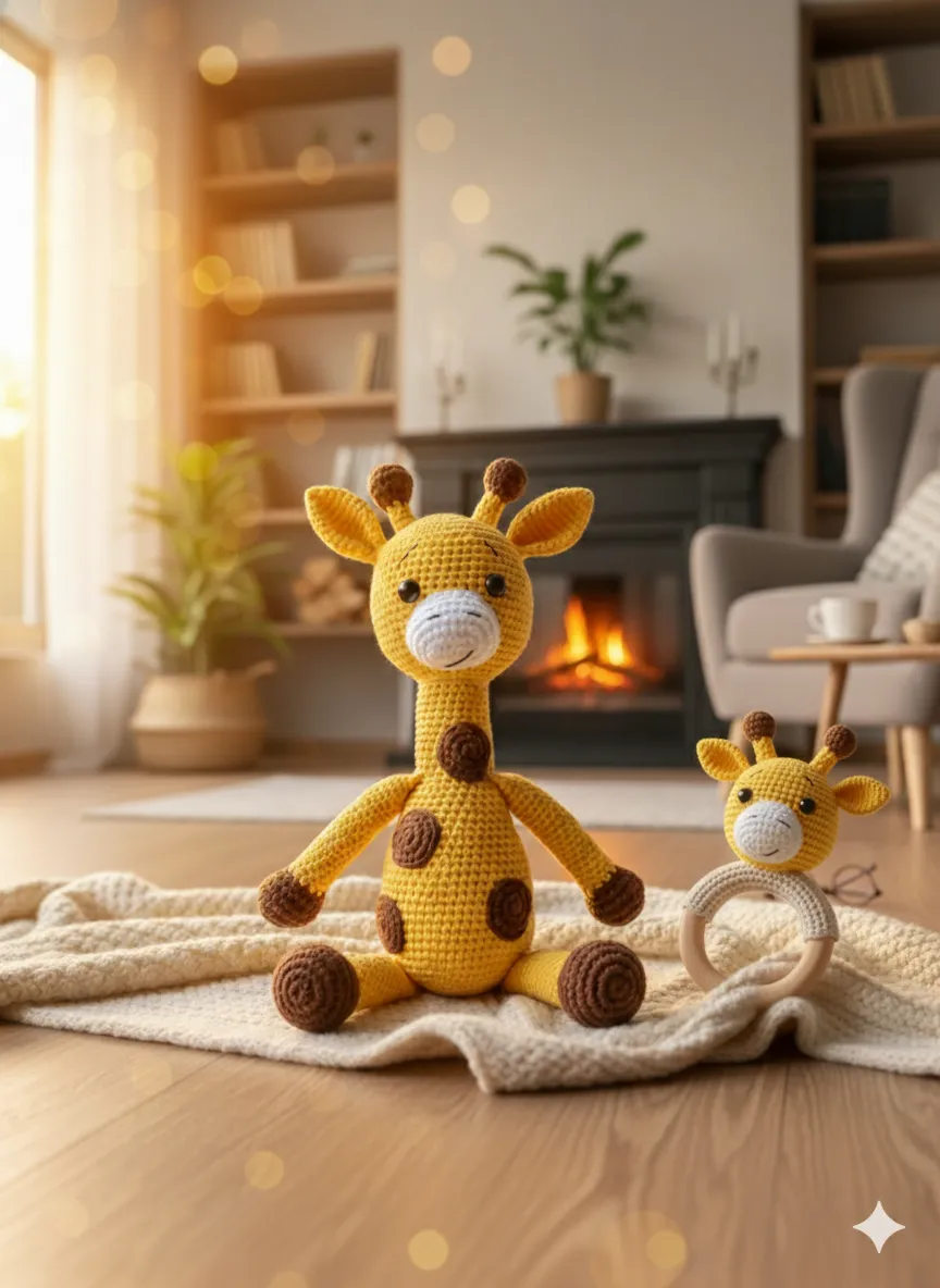 Amigurumi Sarı Uzun Zürafa 2'li