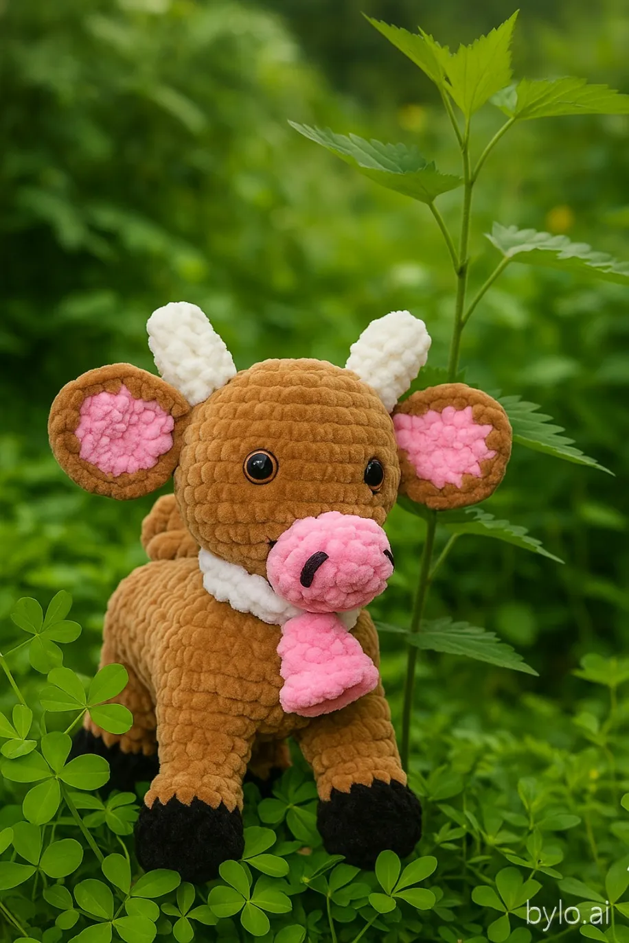 El Yapımı Amigurumi İnek Peluş – Yumuşacık Kadife İplikten Örgü Oyuncak