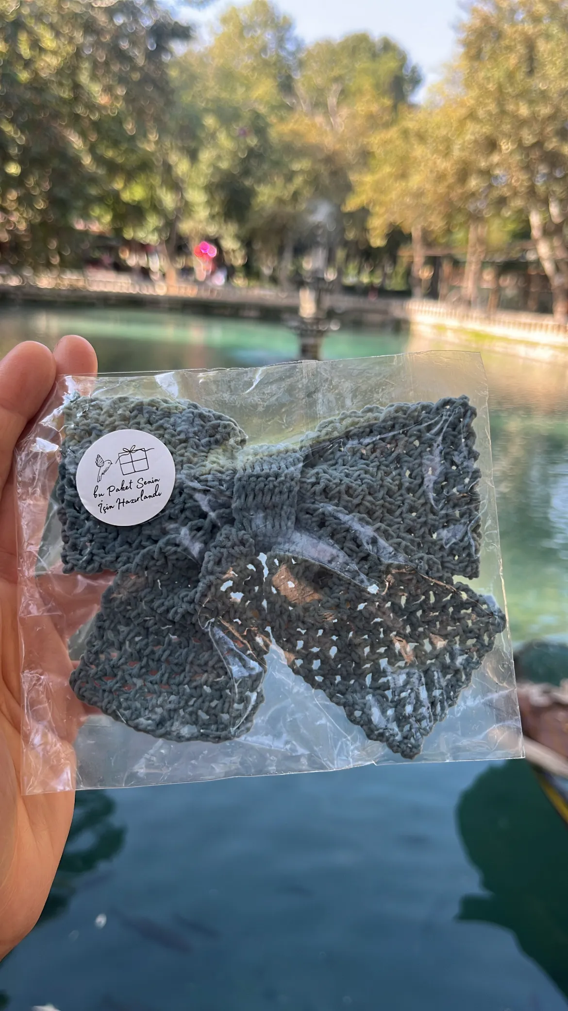 Kadife iplik fiyonk lastik toka