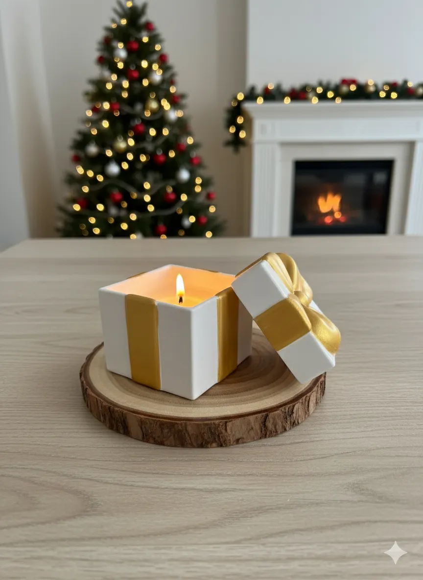 Gold Kurdeleli Taş Tozu Mumluk