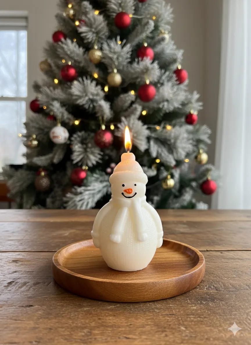 Kış Tatlısı  – Kardan Adam Mum (Tarçın, Vanilya ve Elma Aromalı )