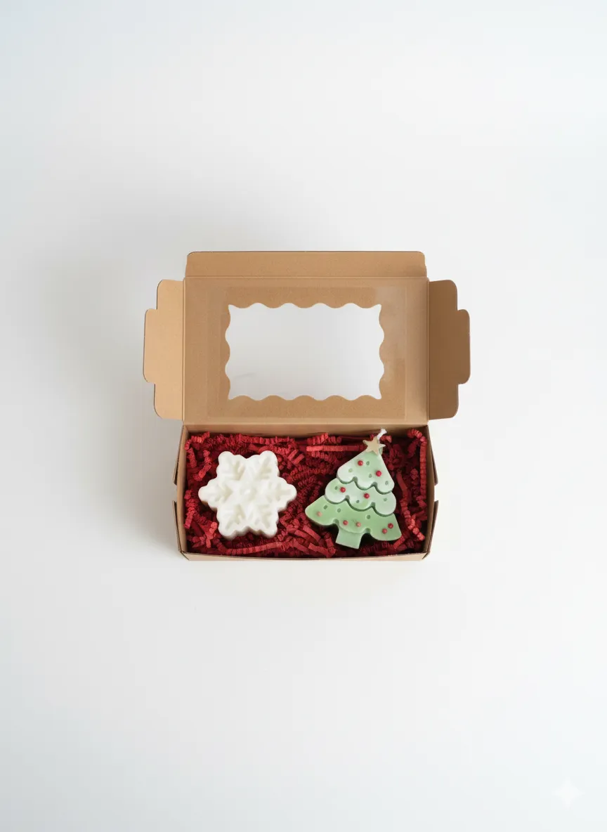 Kış Masalı – Çam Ağacı ve Kar Tanesi Mum Seti