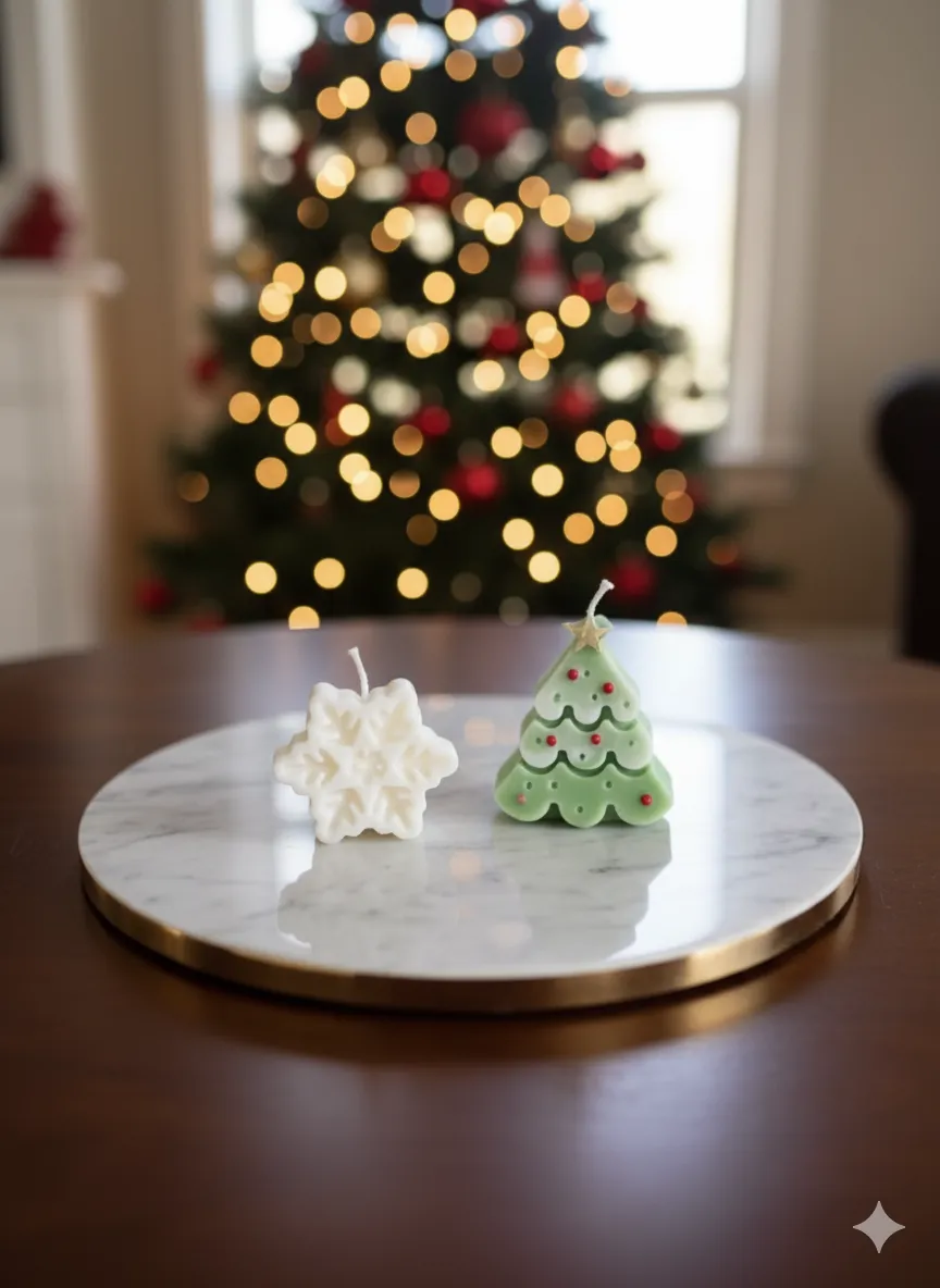 Kış Masalı – Çam Ağacı ve Kar Tanesi Mum Seti