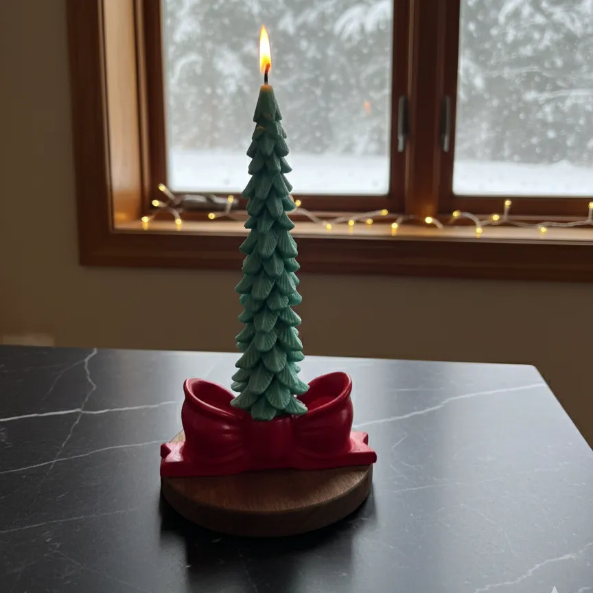 Çam Ağacı Şamdan & Mum Seti