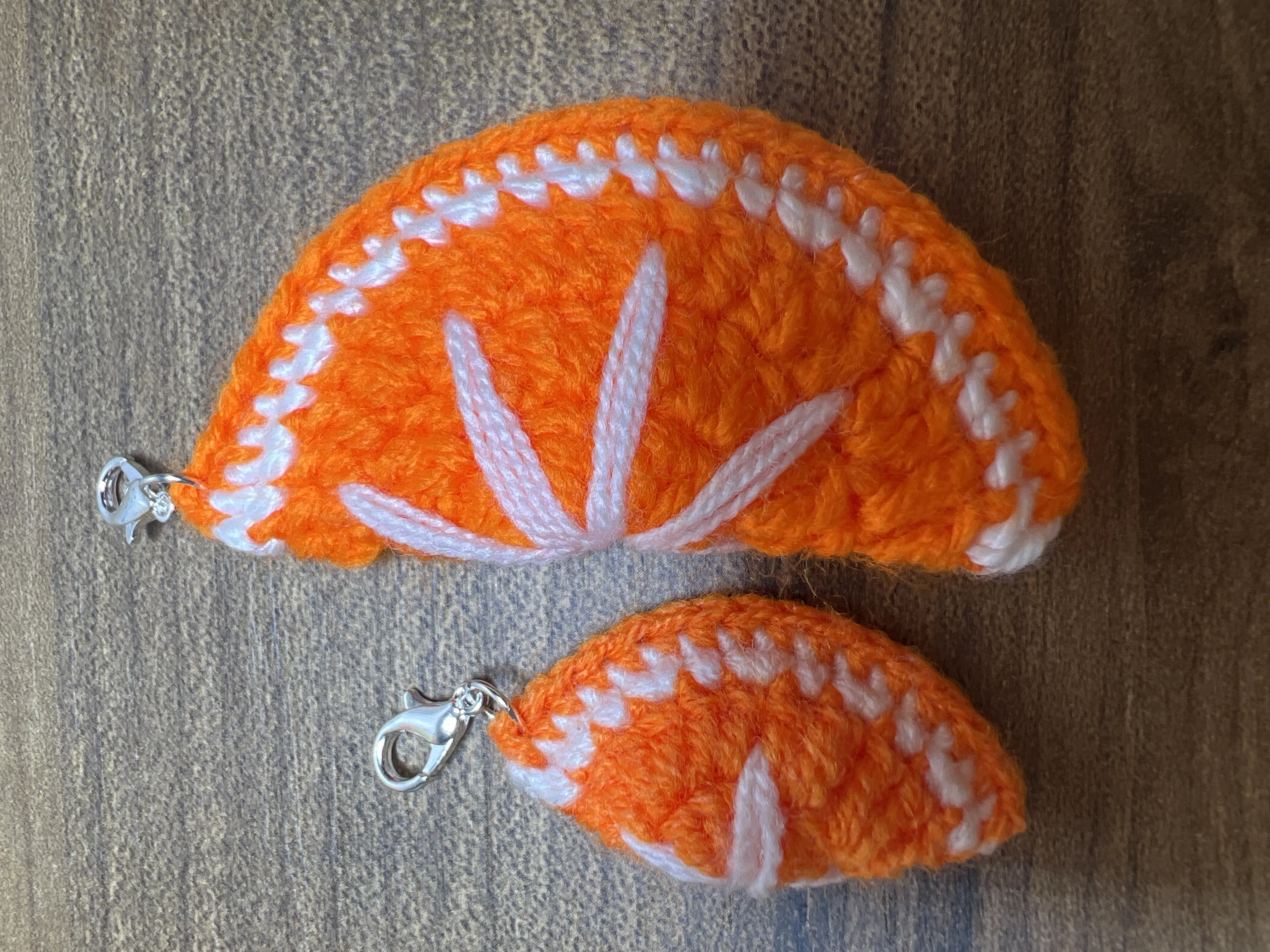 Örme Anne & Yavru Portakal Charm Seti - Anahtarlık ve Çanta Süsü