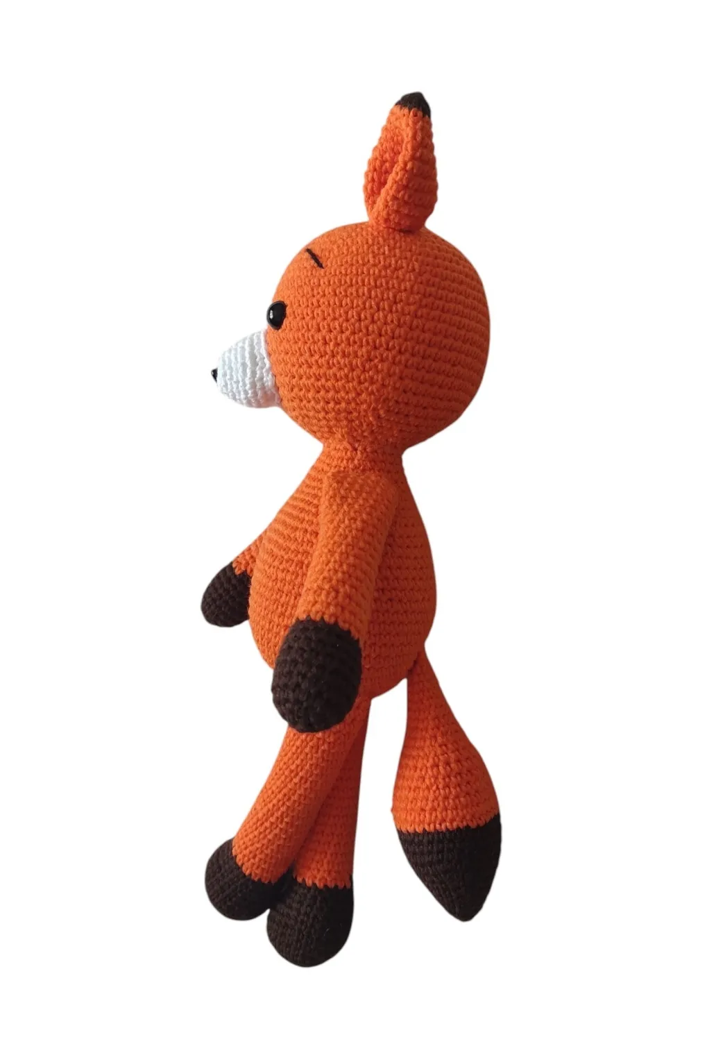 Turuncu Amigurami Oyuncak Tilki Bebek - 30 cm Boyunda - El Emeği