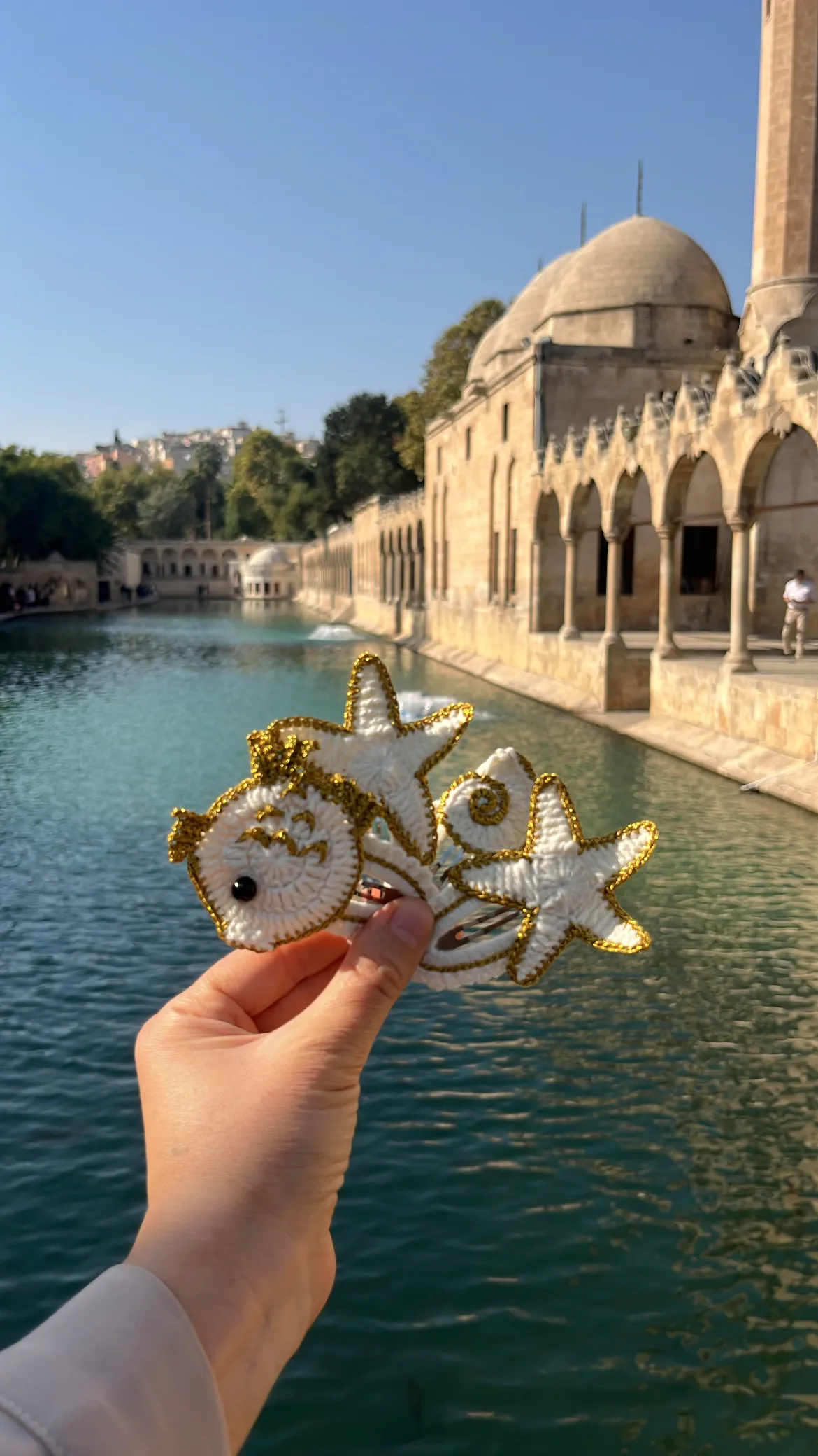 Beyaz Deniz Kabuğu ve Deniz Yıldızı Detaylı Çıt Çıt Toka