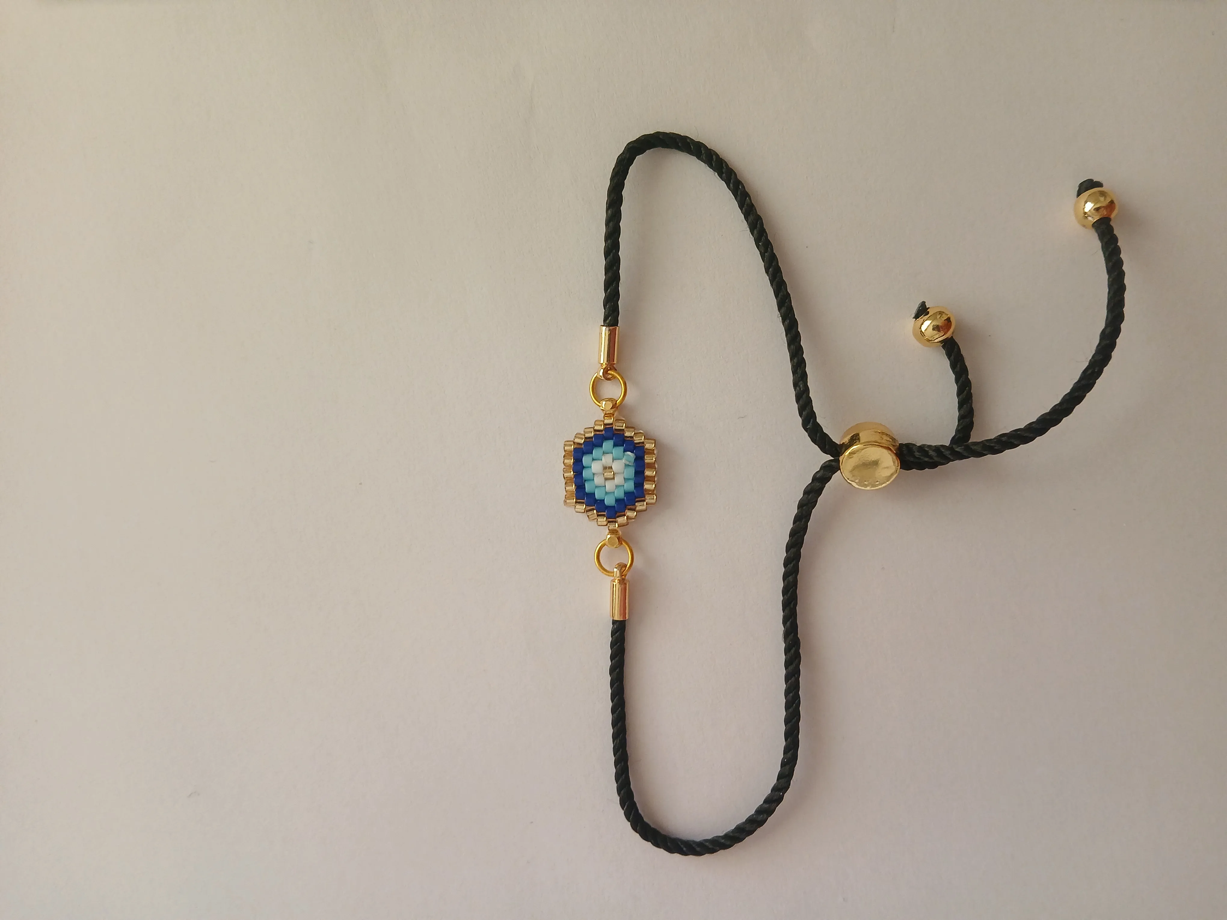 Miyuki Boncuklu Nazar Boncuğu Bileklik - Ayarlanabilir İpli Tasarım