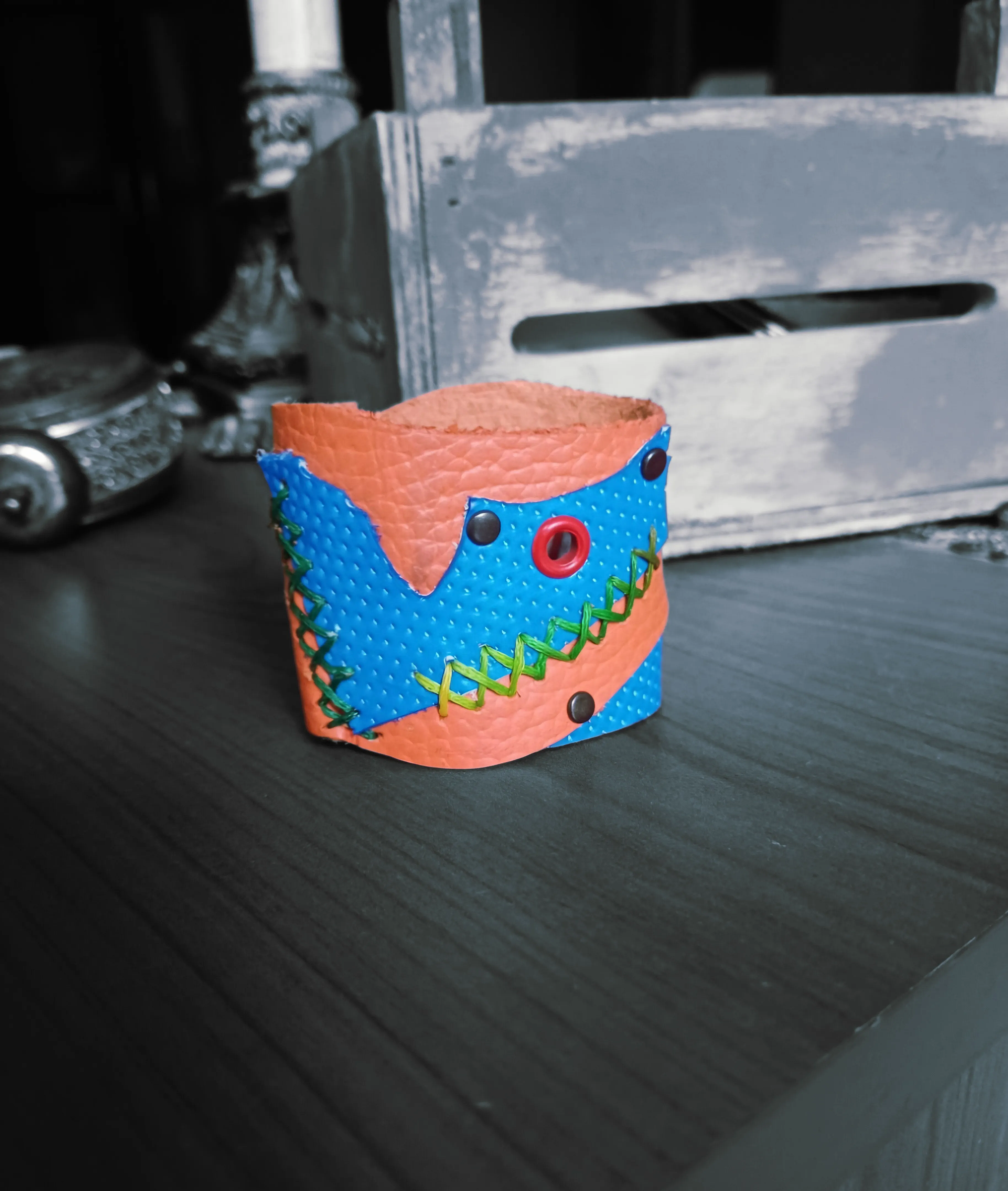 Deri Tasarım Renkli Bileklik - El Yapımı Hakiki Deri Bileklik