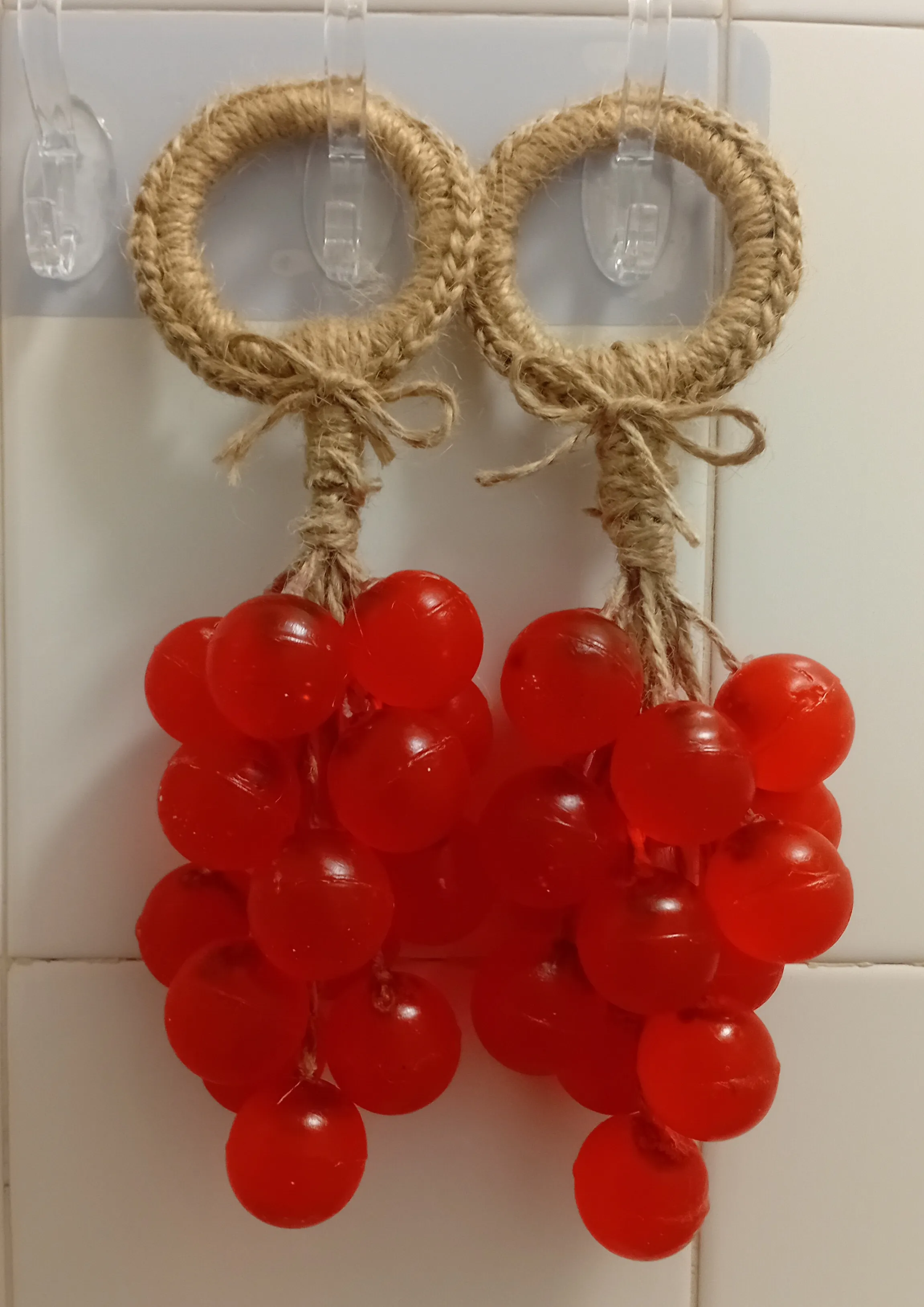 Kırmızı Salkım Kokulu Sabun 2'li Set - Jüt İp Detaylı - El Yapımı