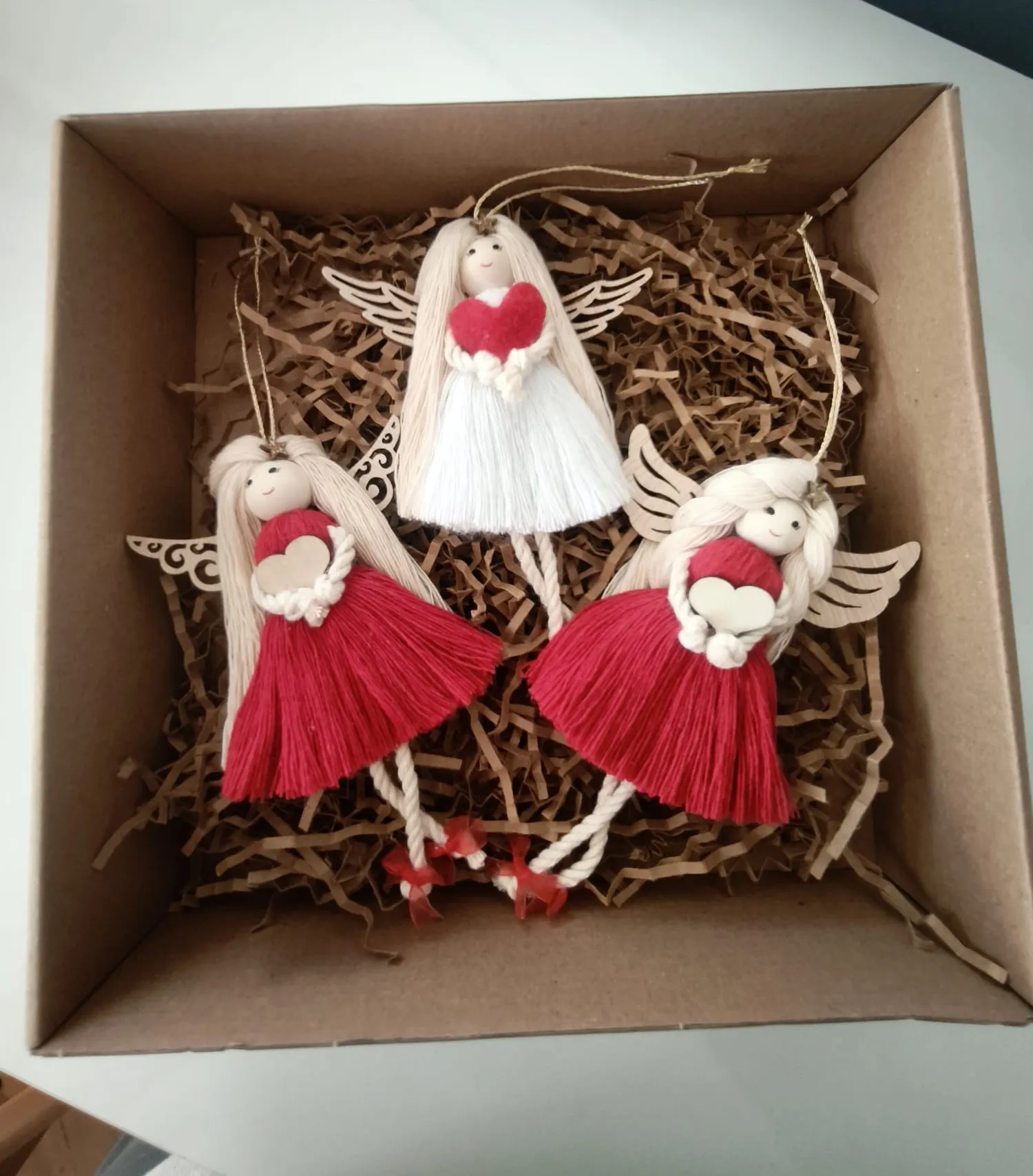 🎄 El Yapımı Kalpli Melek Süs Seti – Yeni Yılın En Tatlı Detayı!