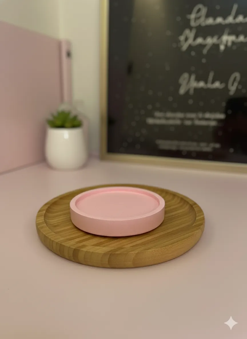 Pembe Döküm Mum Altlığı