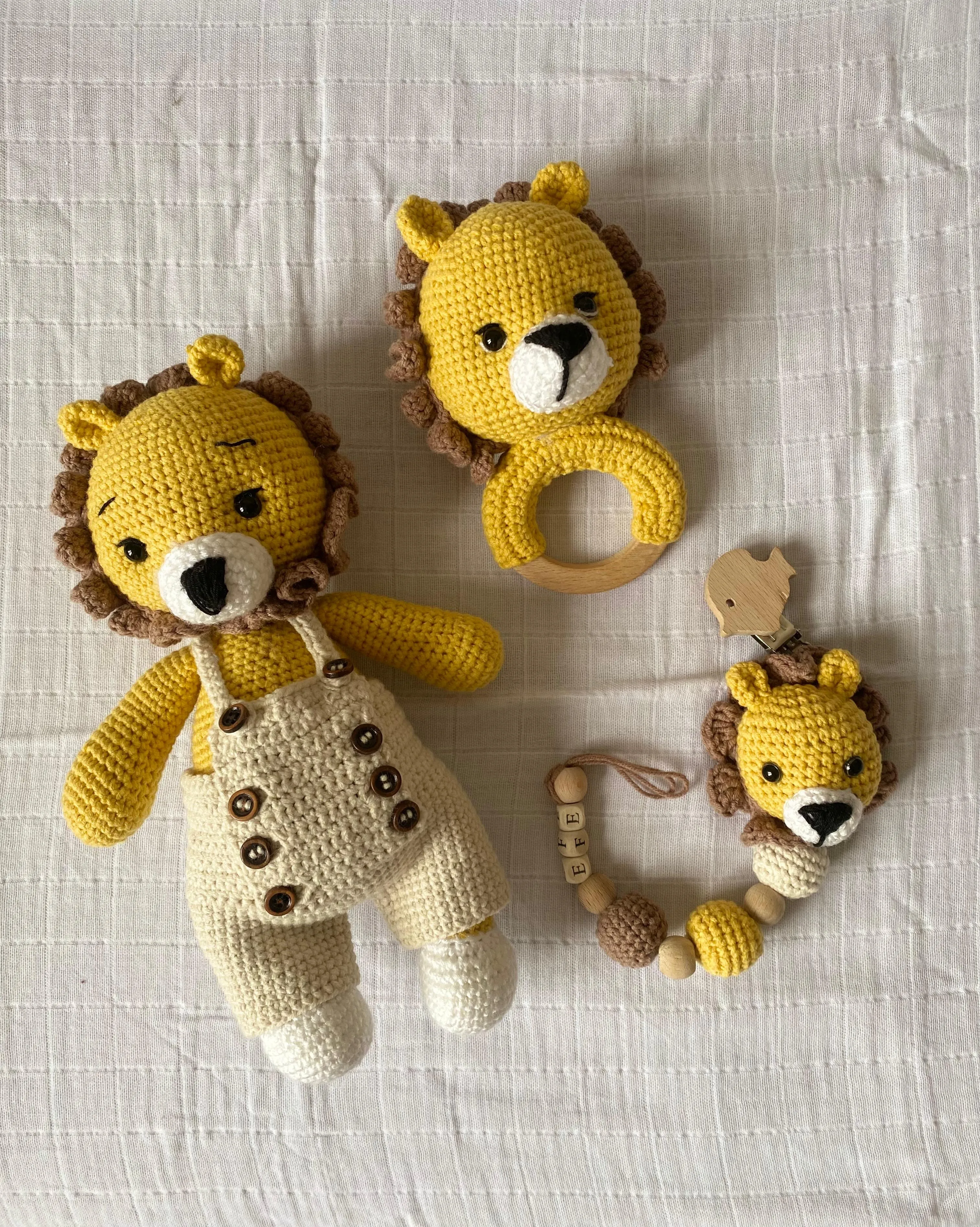 Sarı Aslan Amigurumi Bebek Oyun Seti - El Yapımı Oyuncaklar